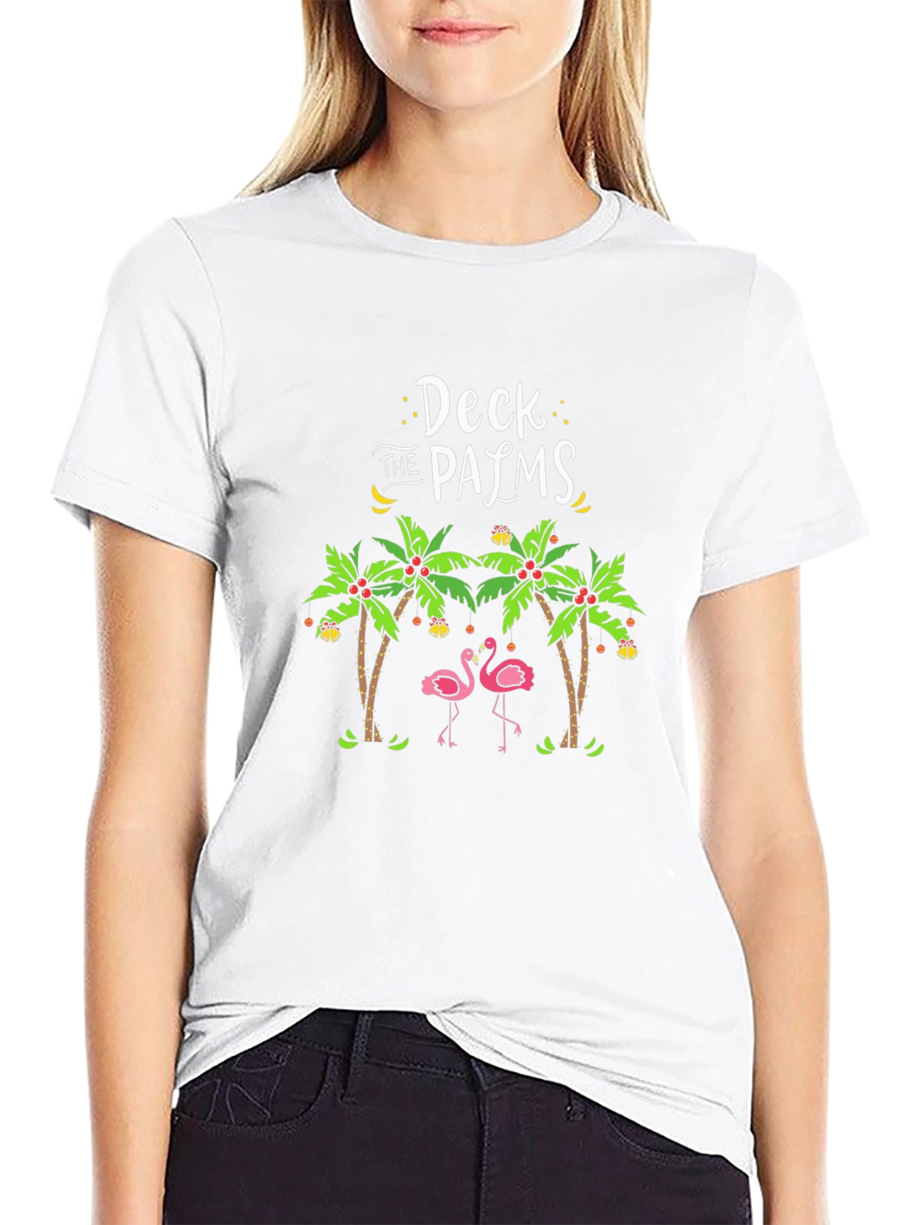 Deck the Palms Flamingo Holiday T-Shirt