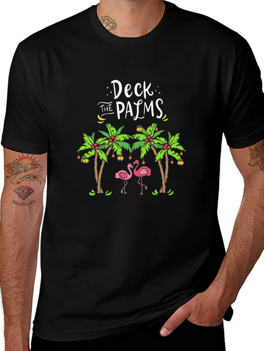Deck the Palms Flamingo Holiday T-Shirt