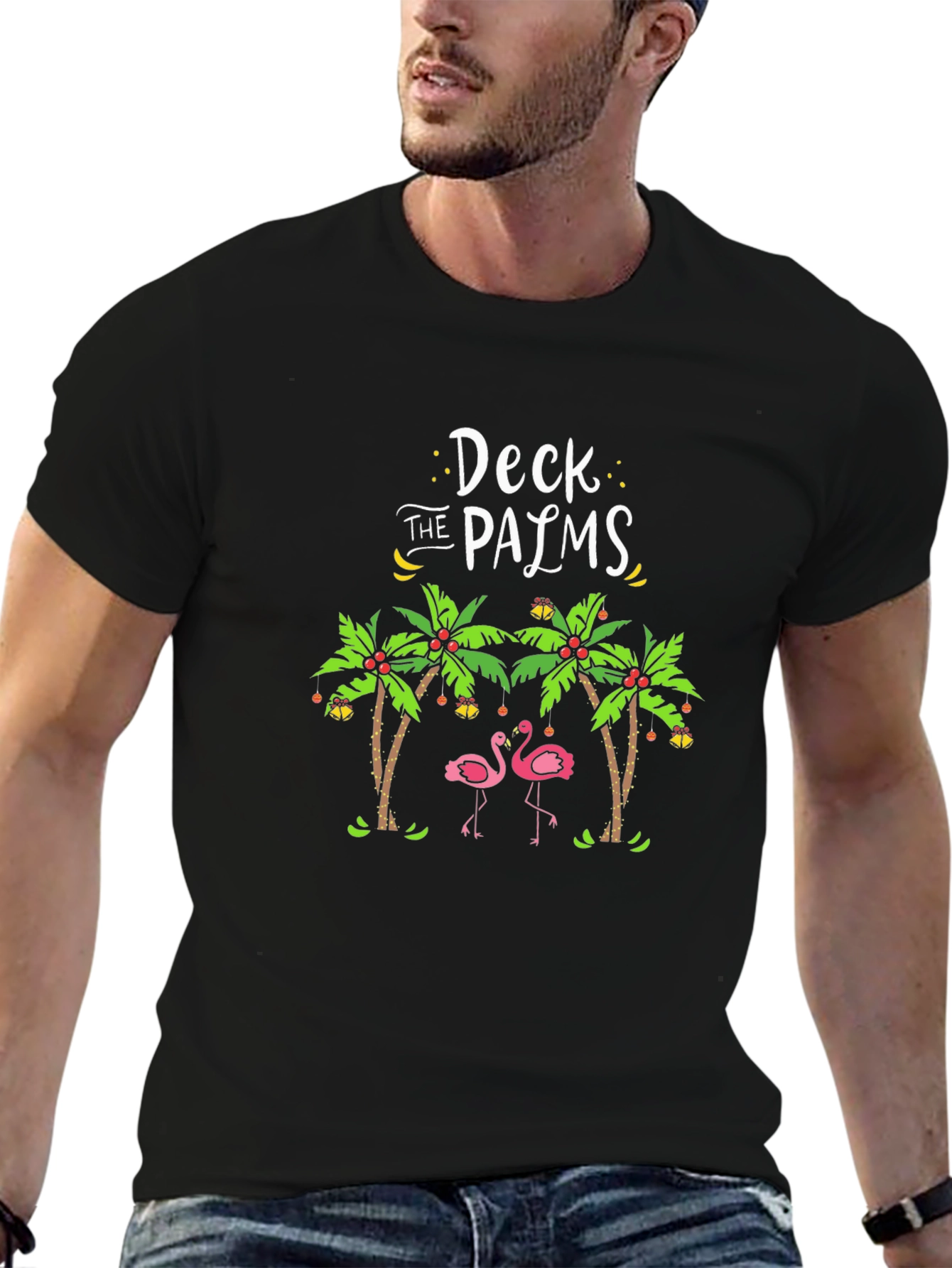 Deck the Palms Flamingo Holiday T-Shirt