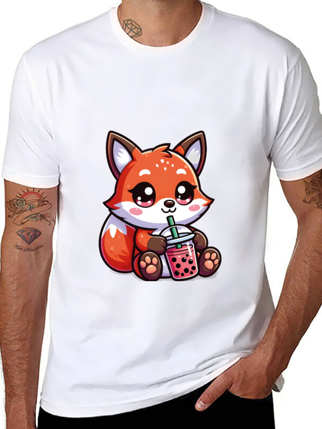 Cute Fox Boba Tea Graphic Tee - Unisex