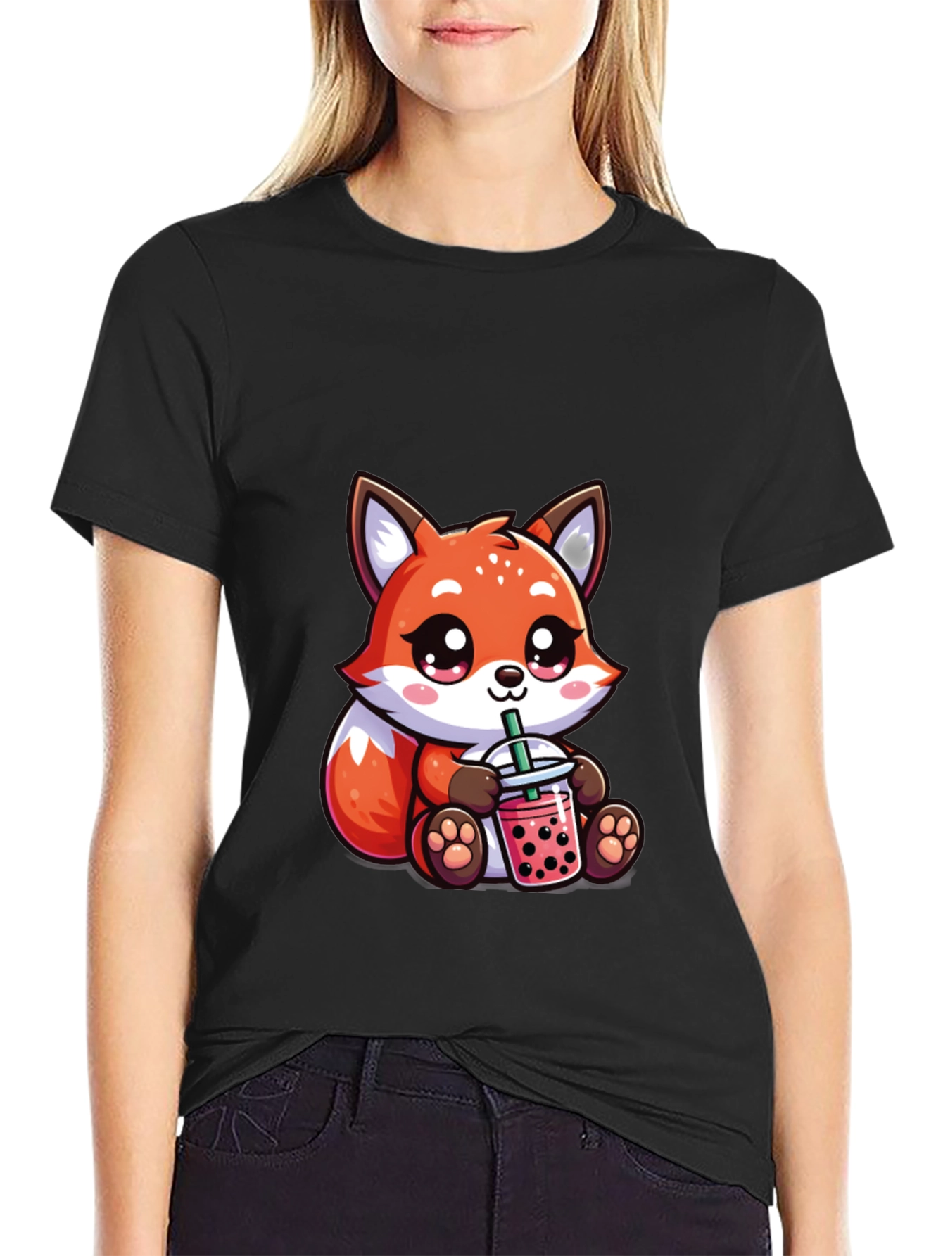 Cute Fox Boba Tea Graphic Tee - Unisex