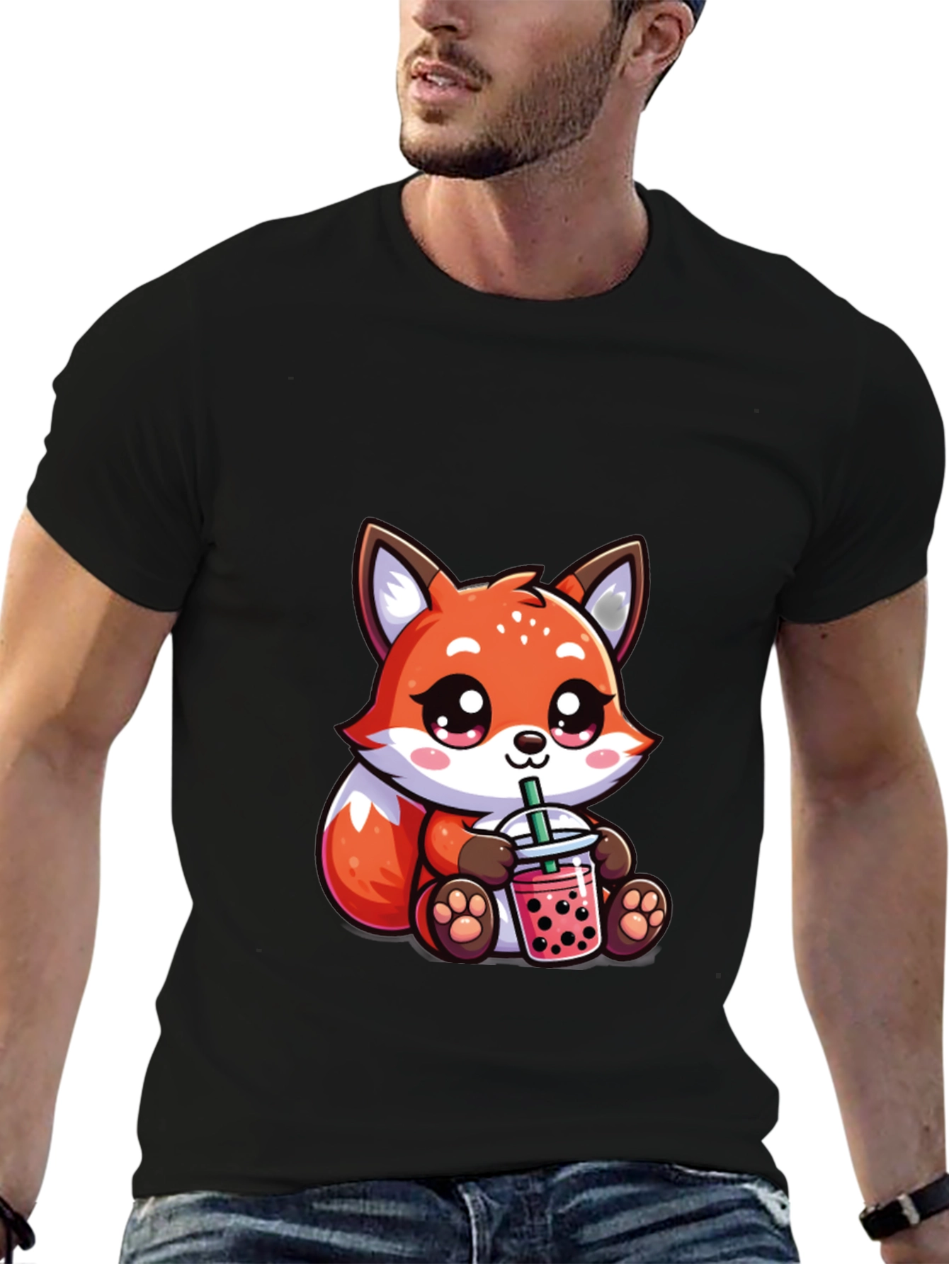 Cute Fox Boba Tea Graphic Tee - Unisex