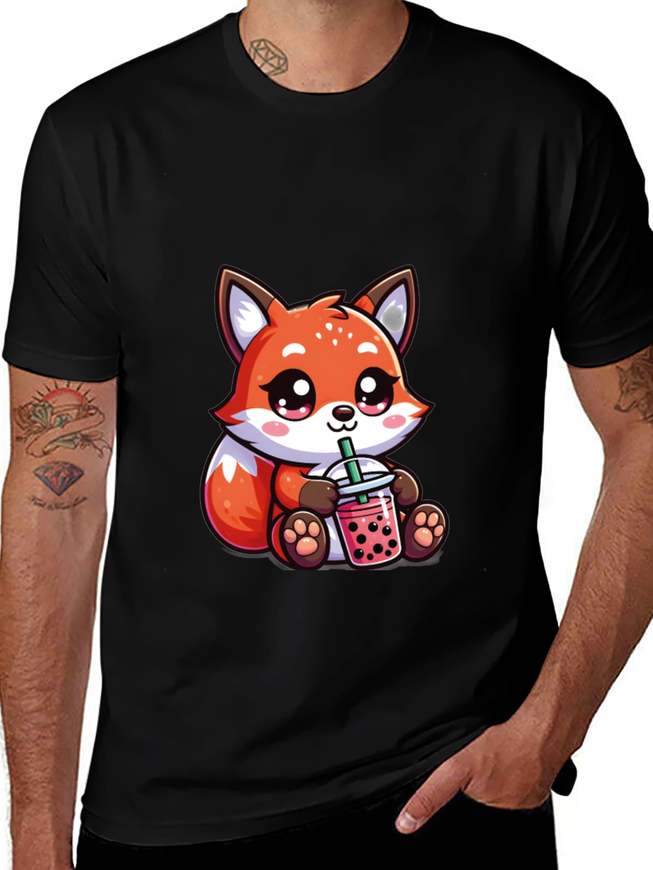 Cute Fox Boba Tea Graphic Tee - Unisex