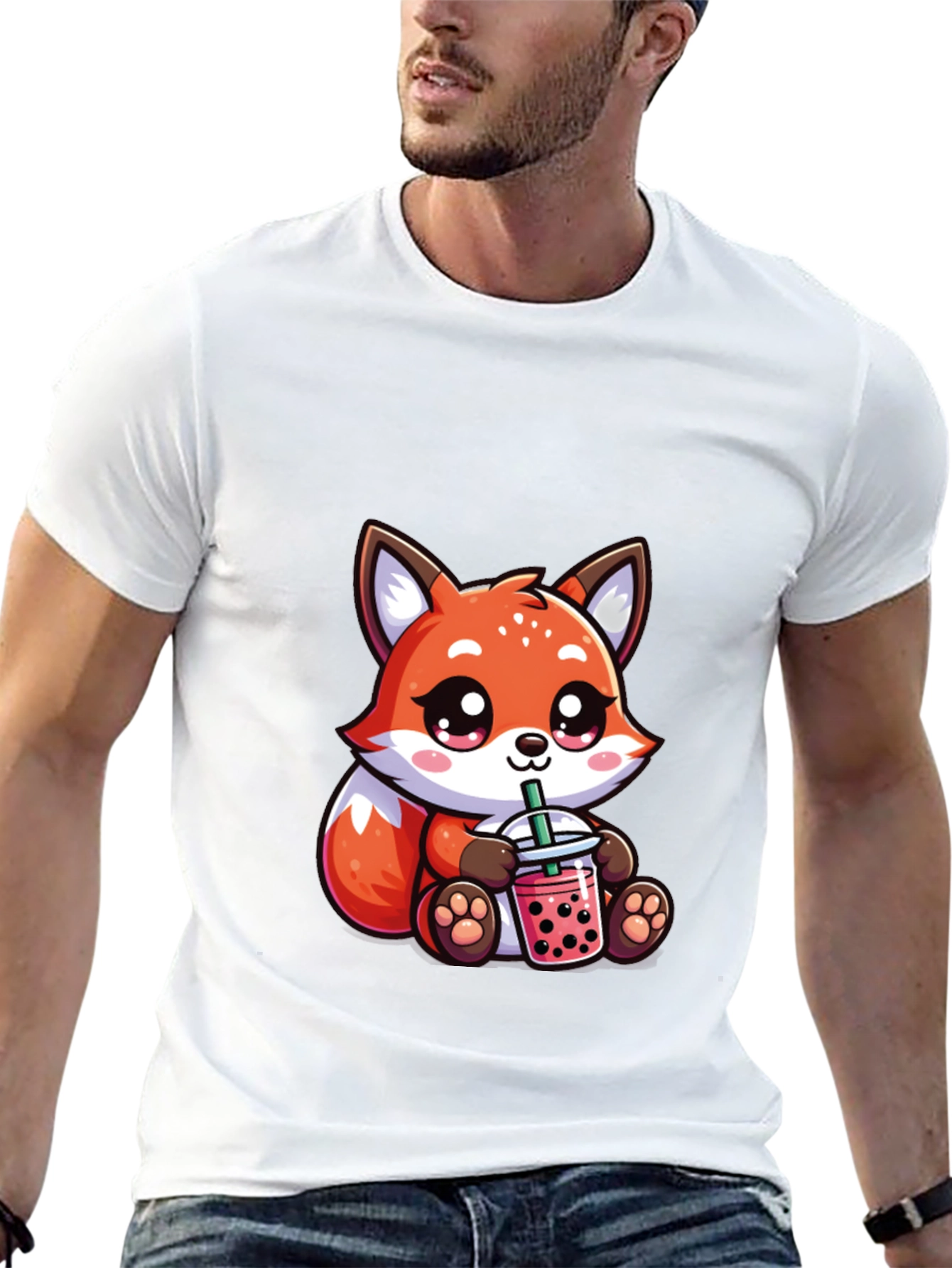 Cute Fox Boba Tea Graphic Tee - Unisex