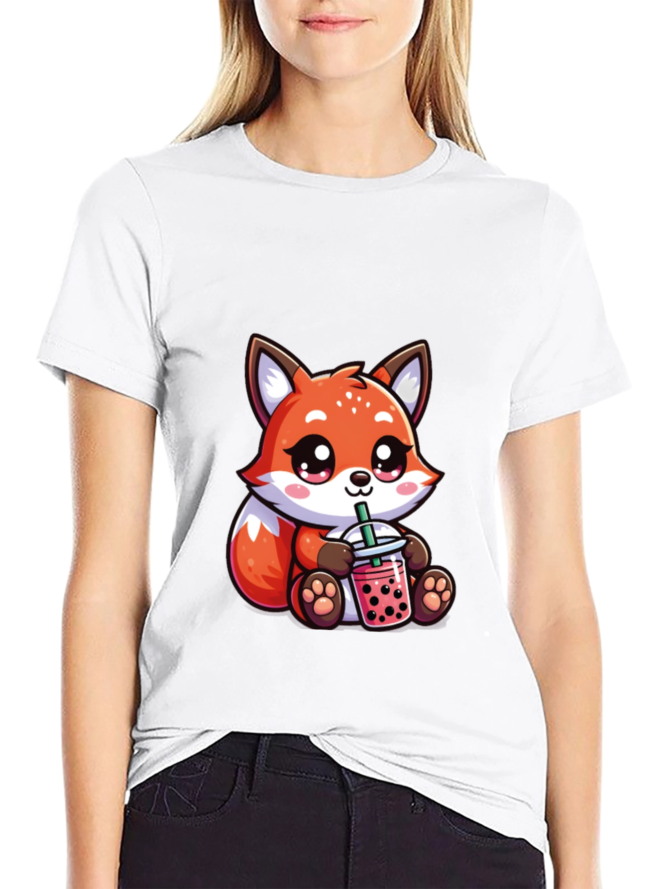 Cute Fox Boba Tea Graphic Tee - Unisex