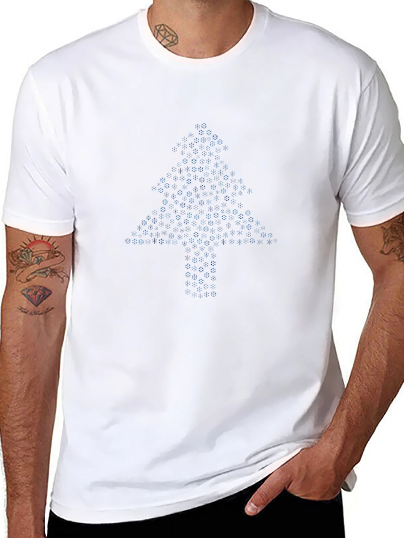 Geometric Christmas Tree T-Shirt - Black