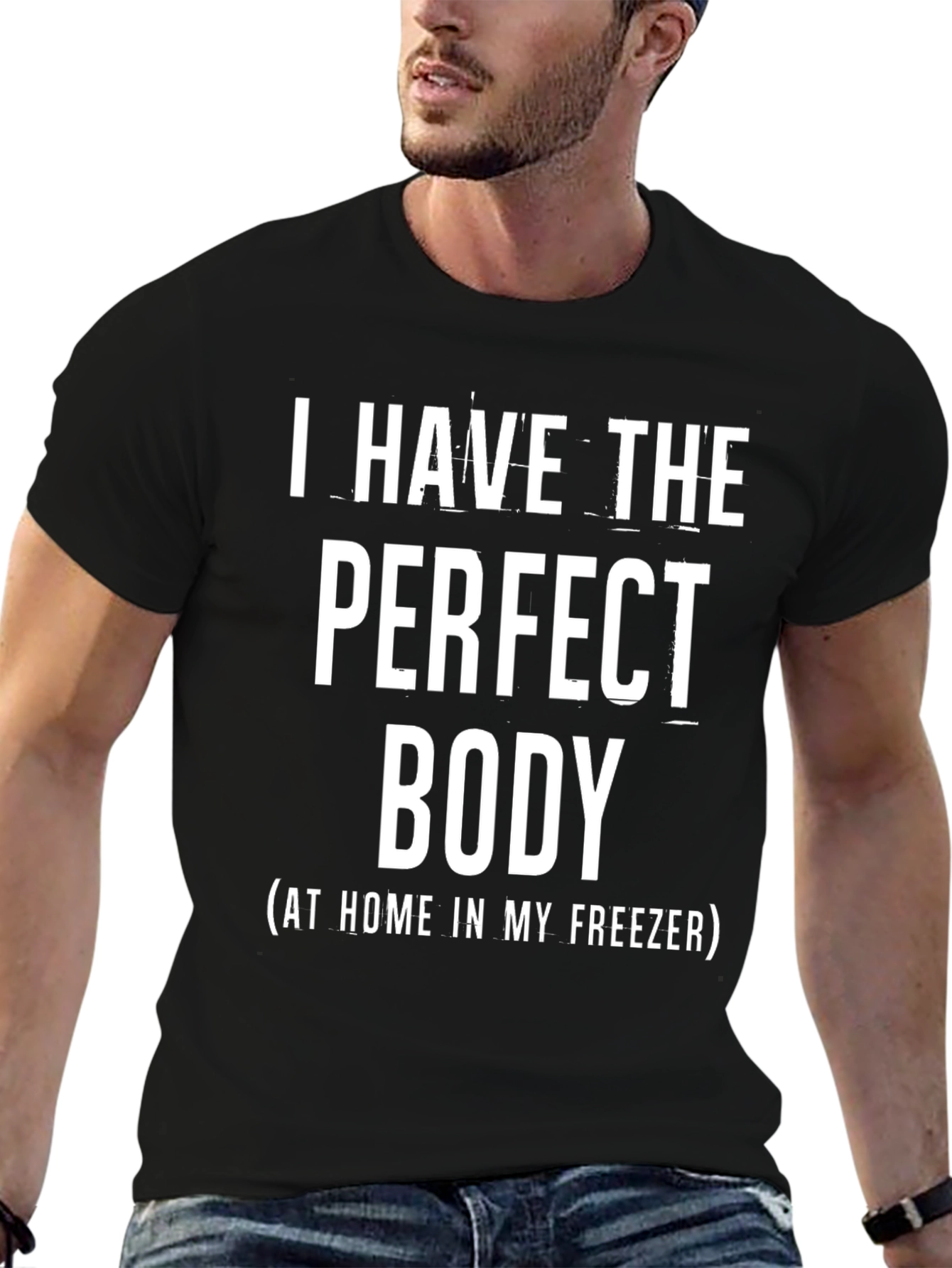 Funny Graphic Tee: Perfect Body in Freezer