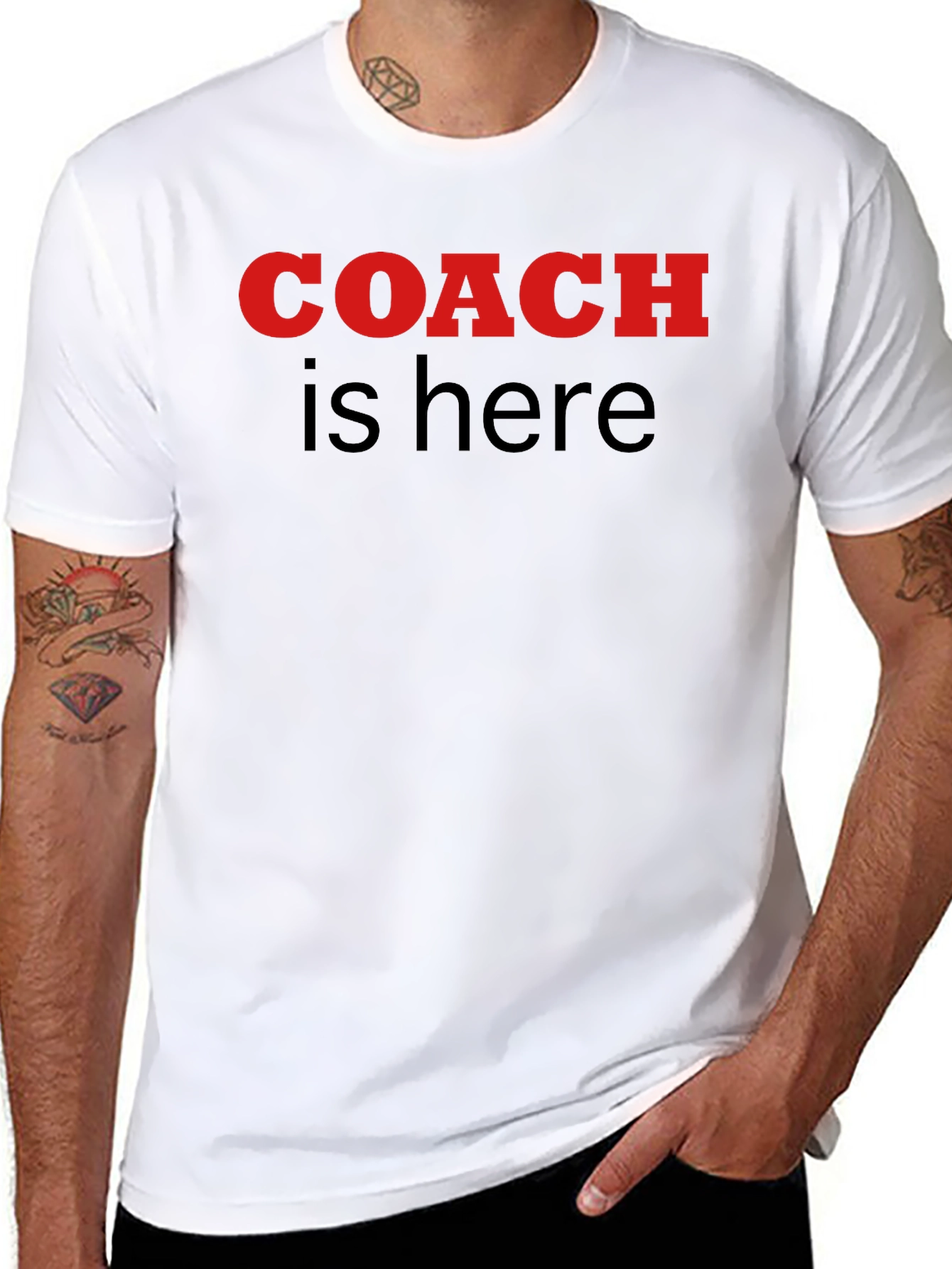 Coach Is Here Graphic Tee - Black Cotton T-Shirt