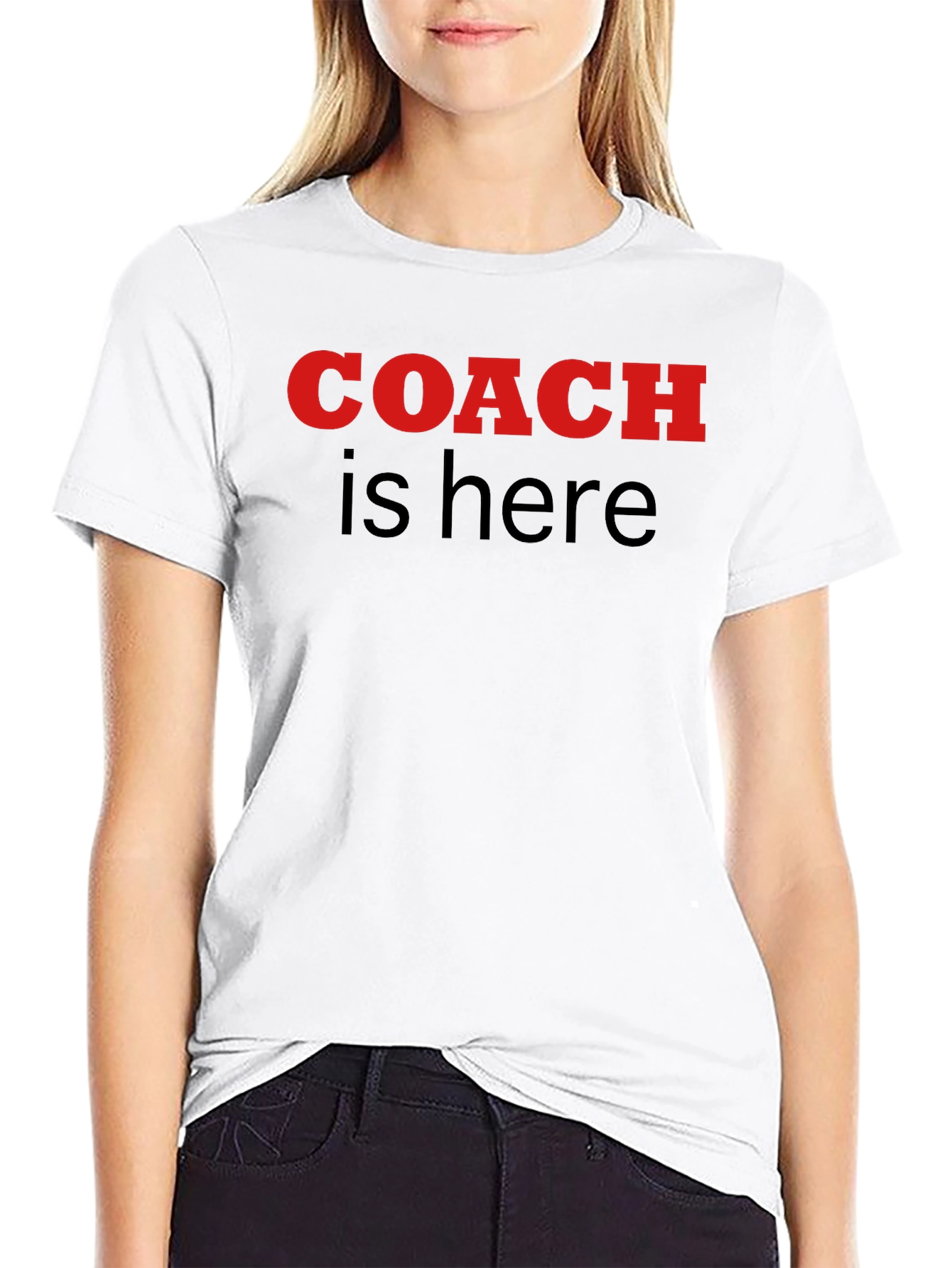 Coach Is Here Graphic Tee - Black Cotton T-Shirt