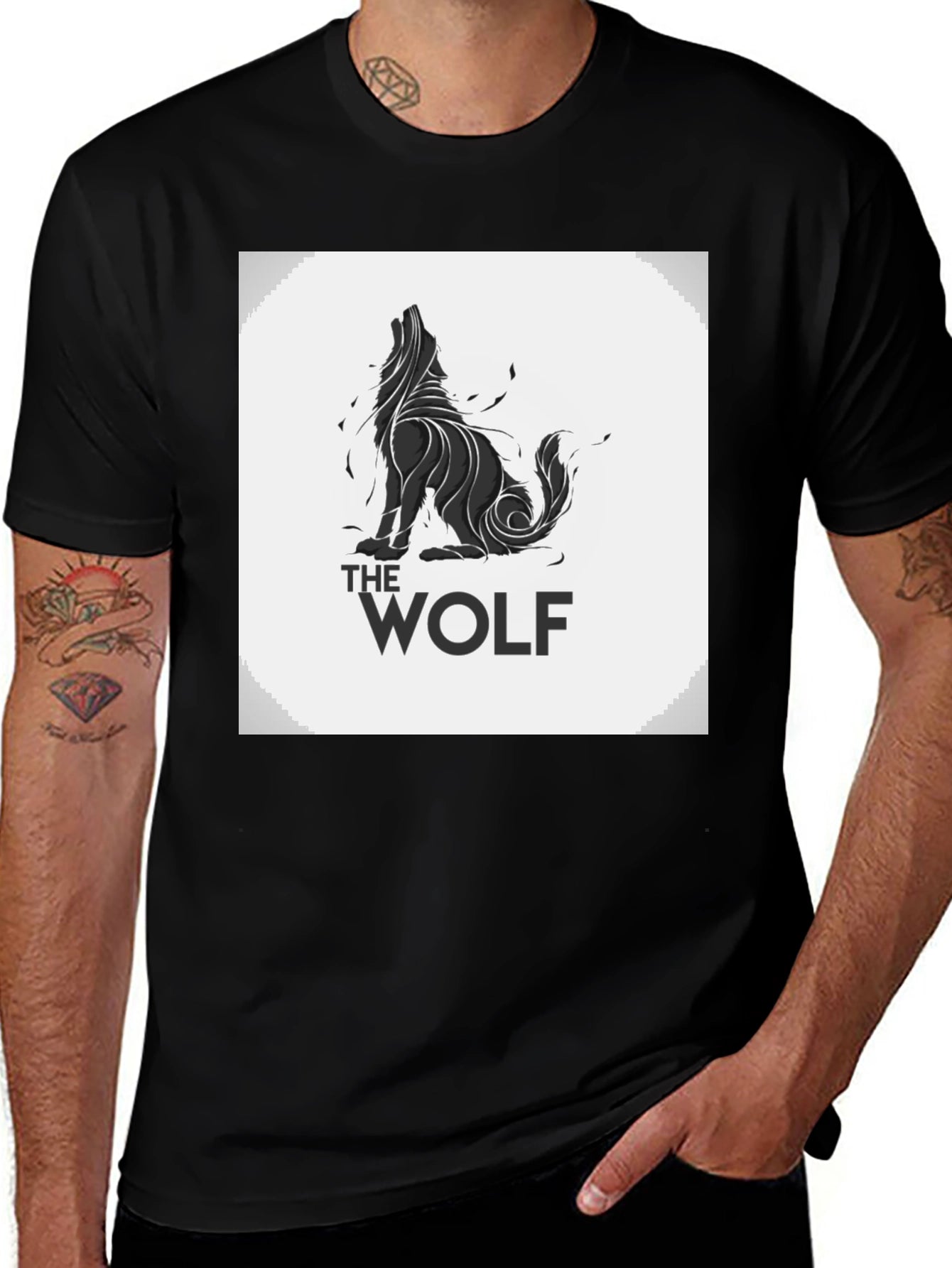 The Wolf Graphic Print T-Shirt - Black