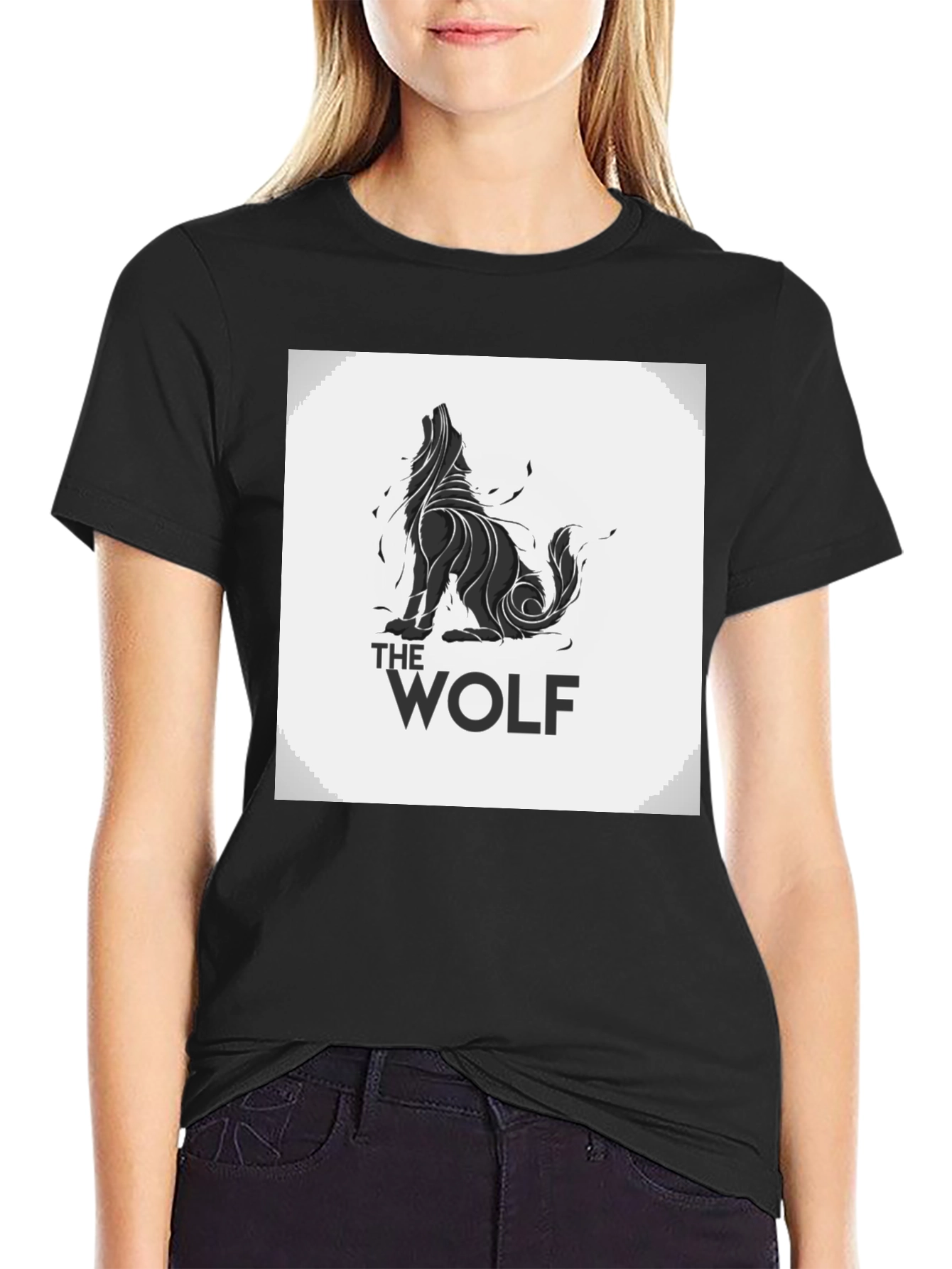 The Wolf Graphic Print T-Shirt - Black