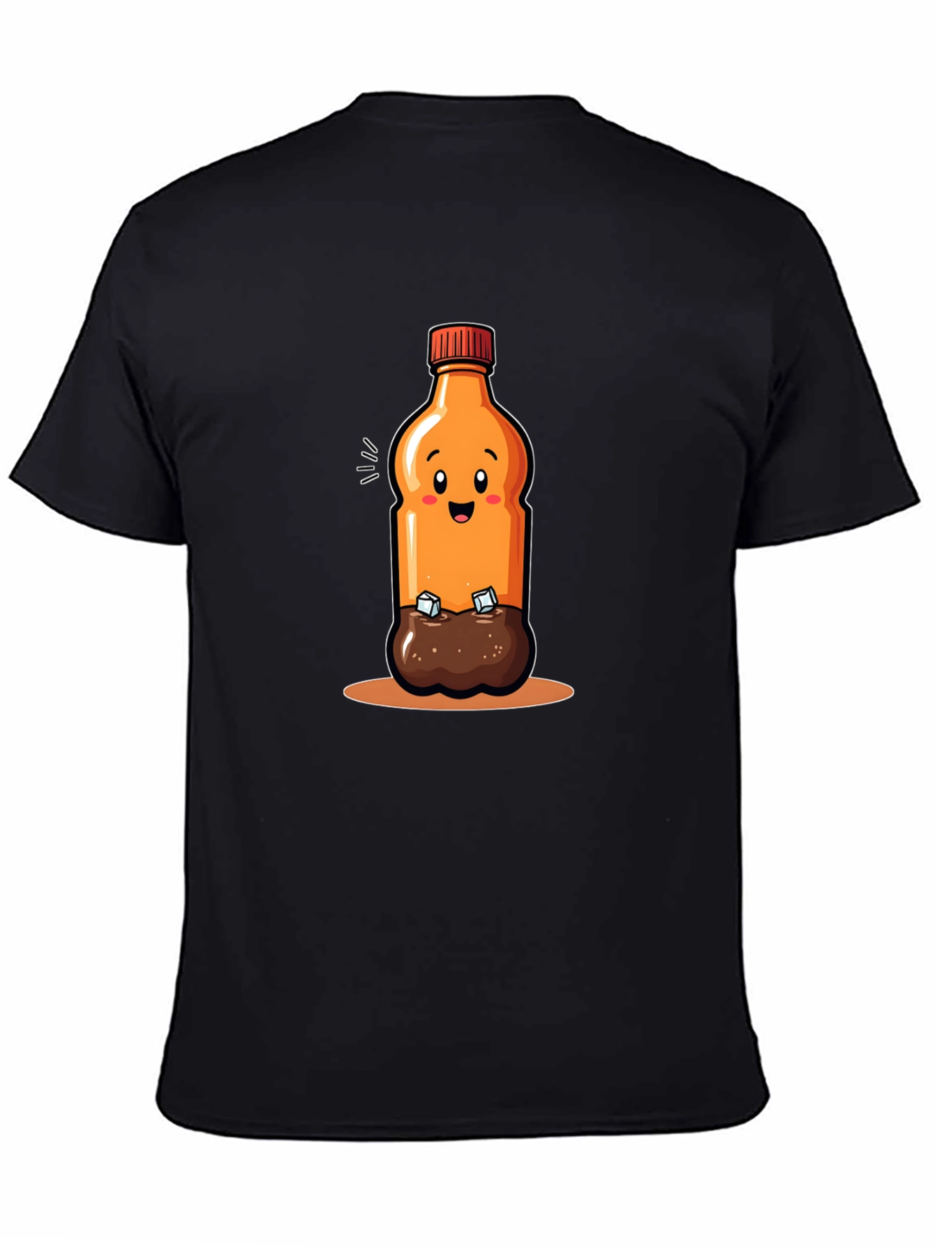 Cartoon Soda Bottle Black T-shirt