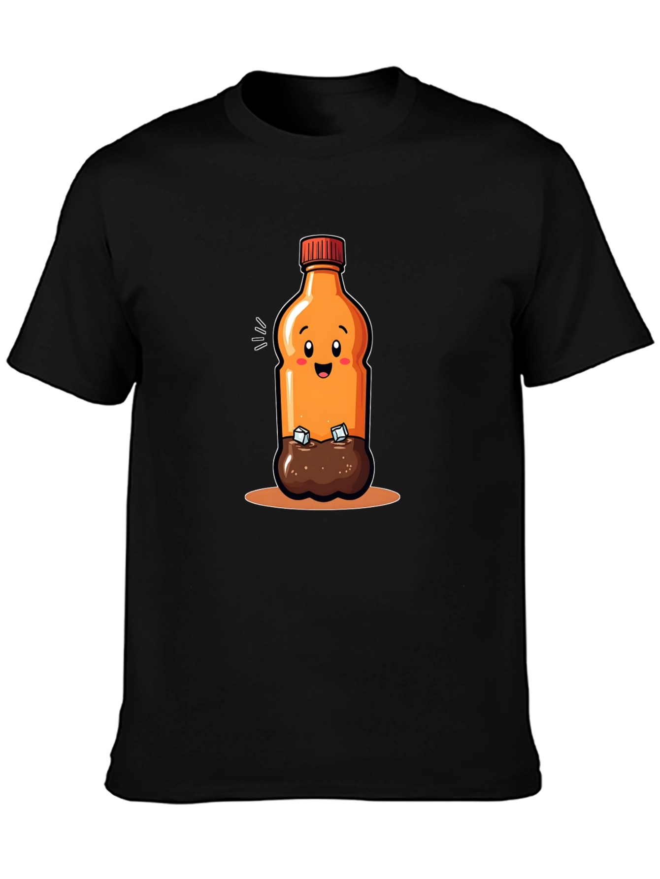 Cartoon Soda Bottle Black T-shirt