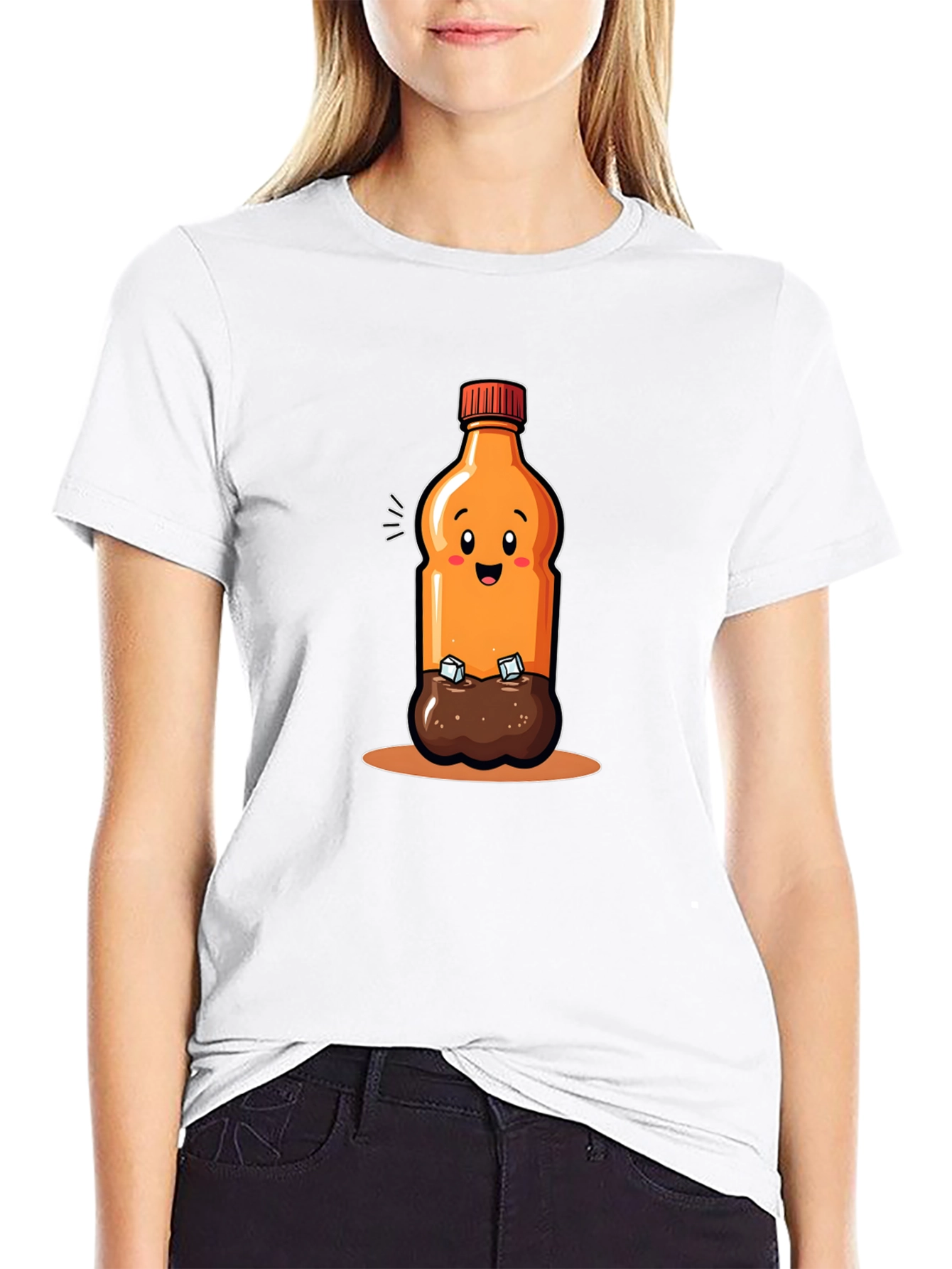 Cartoon Soda Bottle Black T-shirt