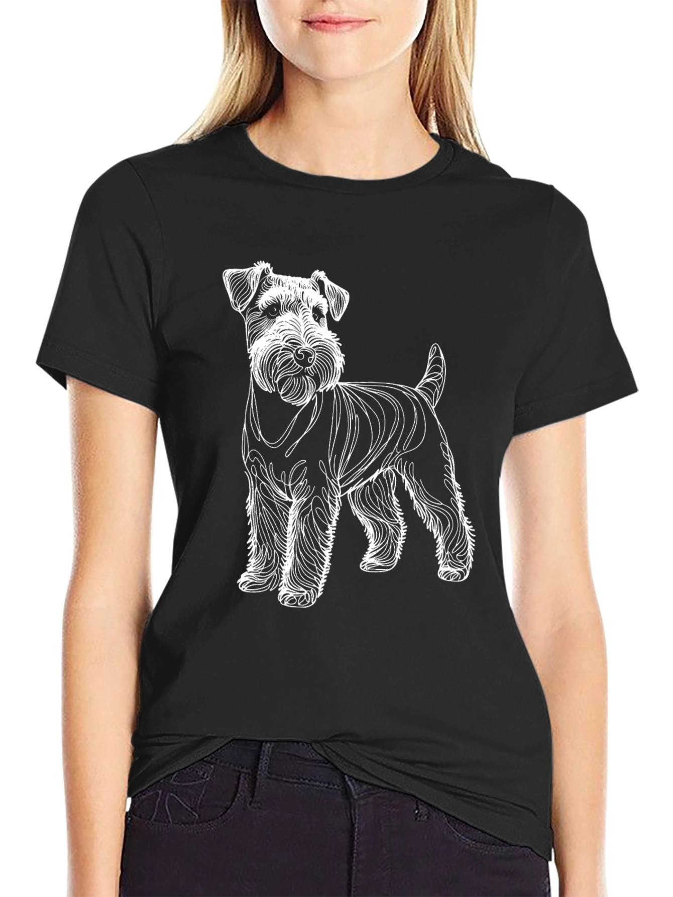 Dog Graphic T-Shirt | Schnauzer Line Art Tee