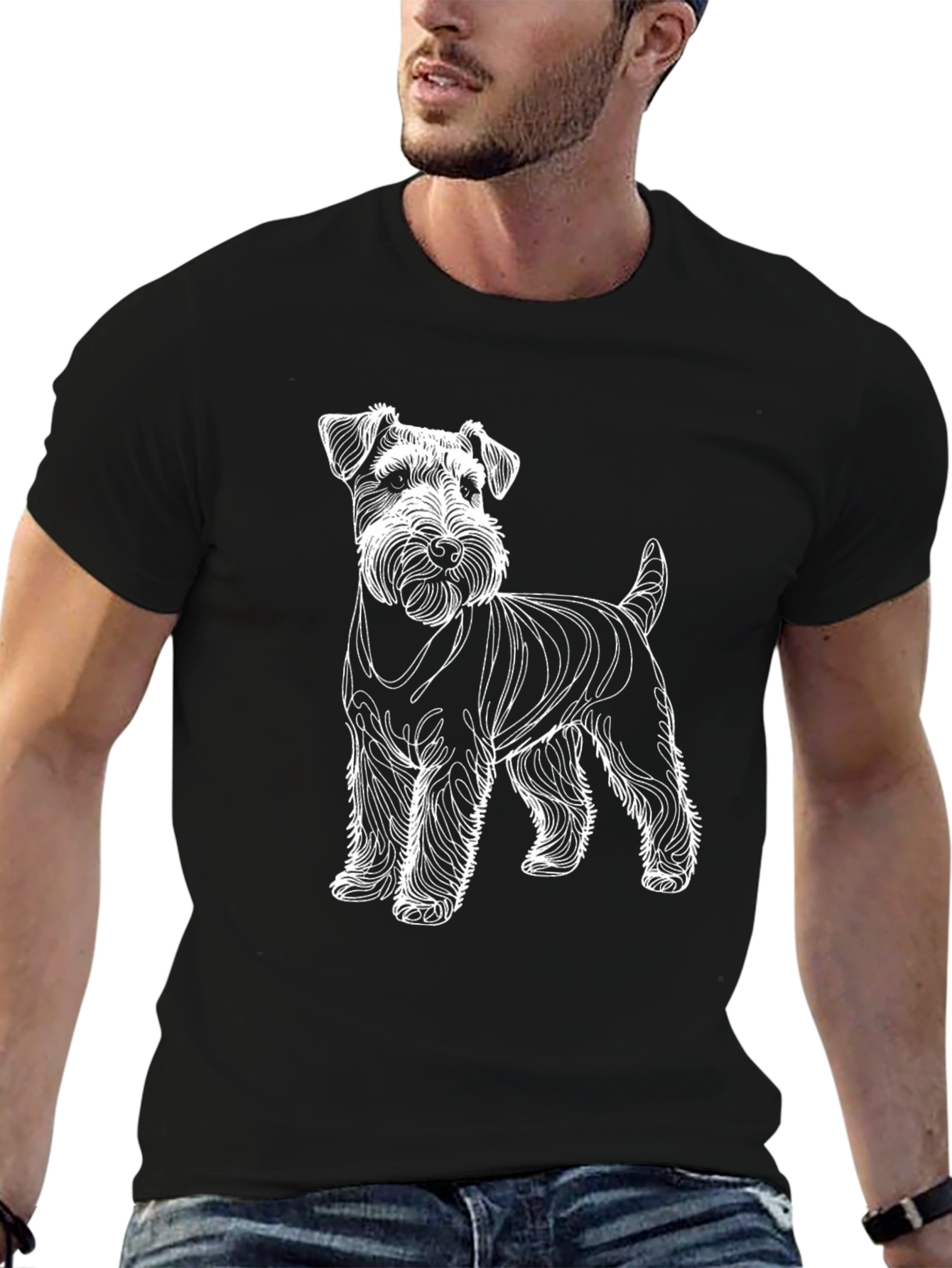 Dog Graphic T-Shirt | Schnauzer Line Art Tee