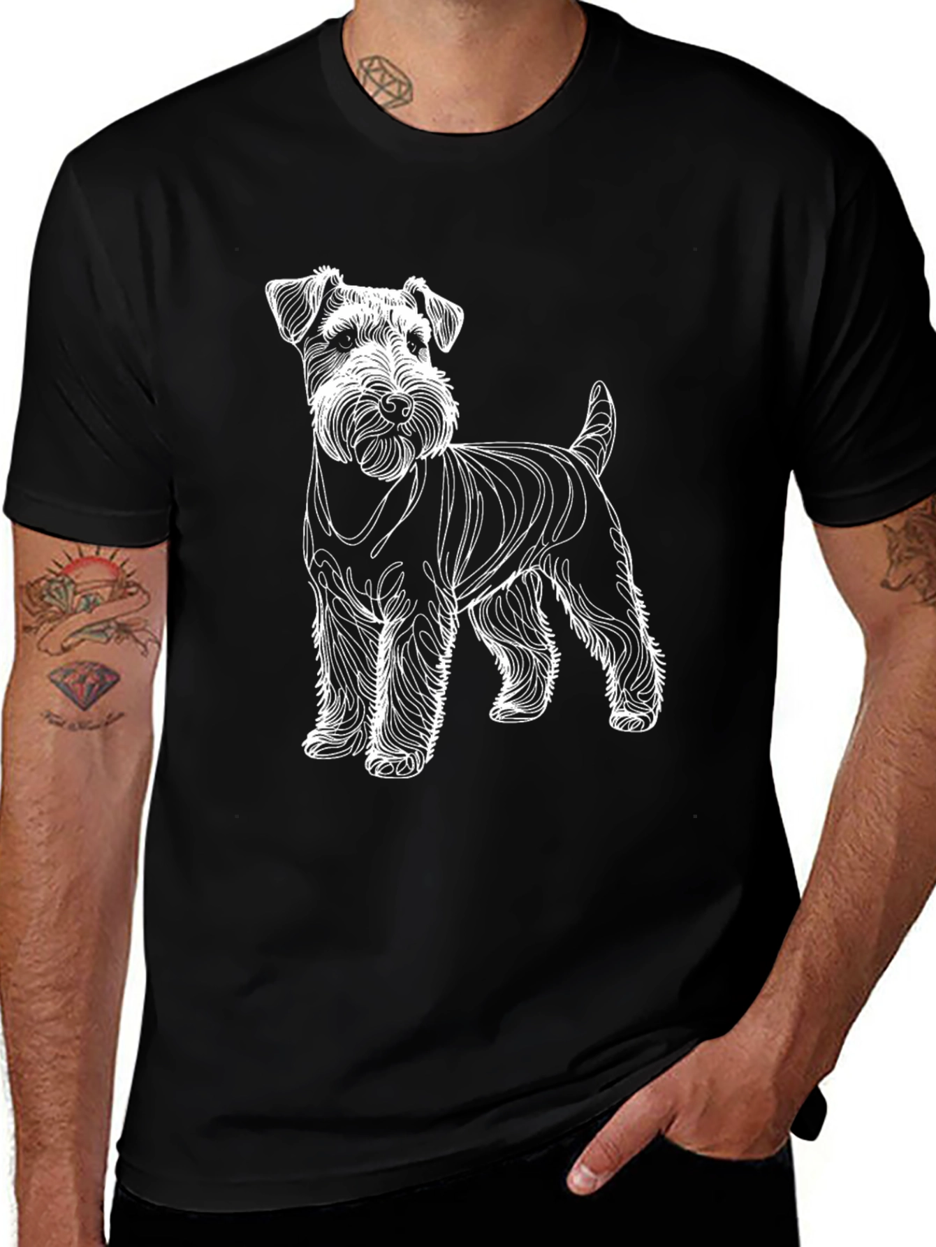 Dog Graphic T-Shirt | Schnauzer Line Art Tee