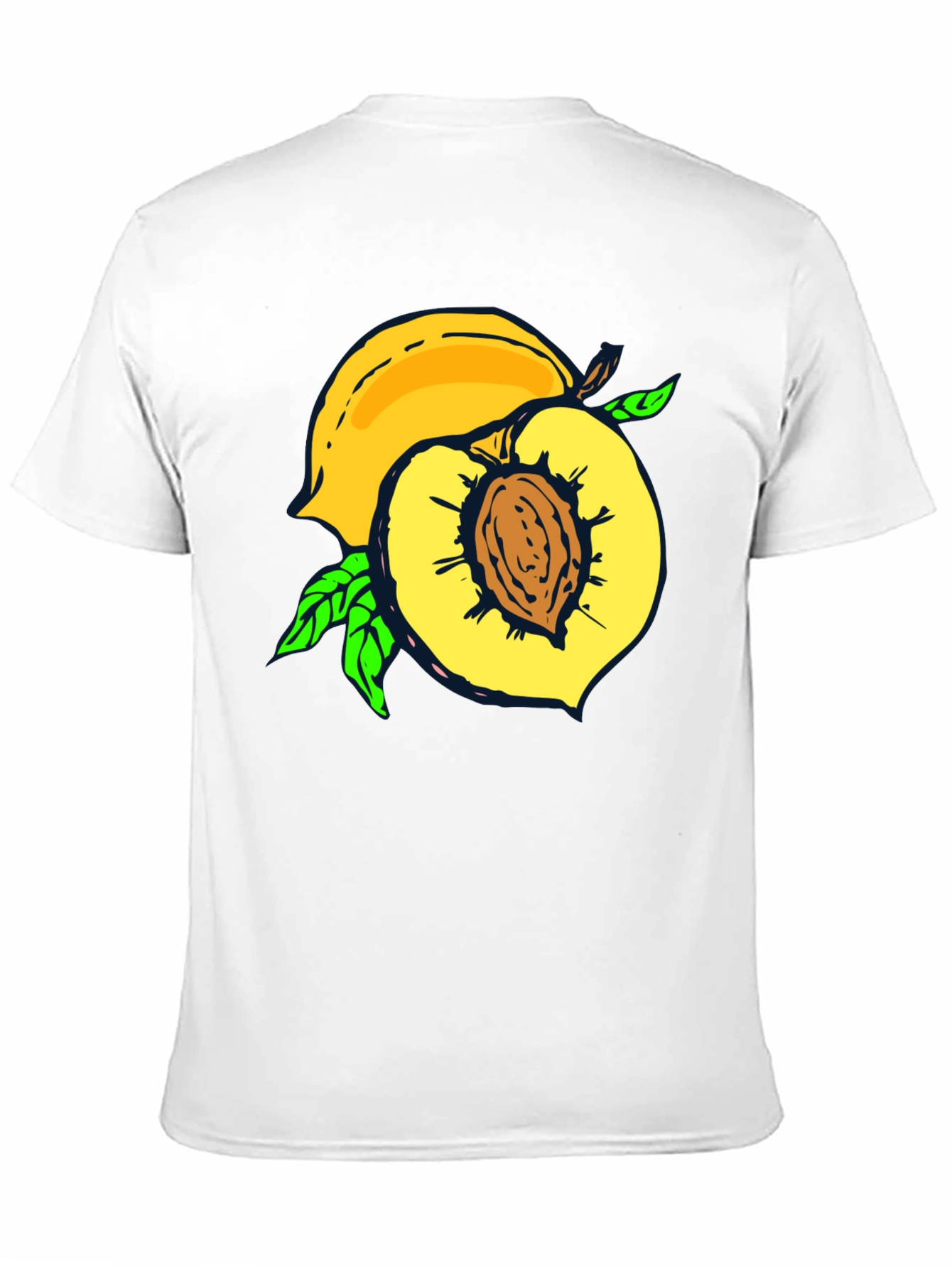 Peach Graphic Tee - Fruit Lovers Casual Black T-Shirt