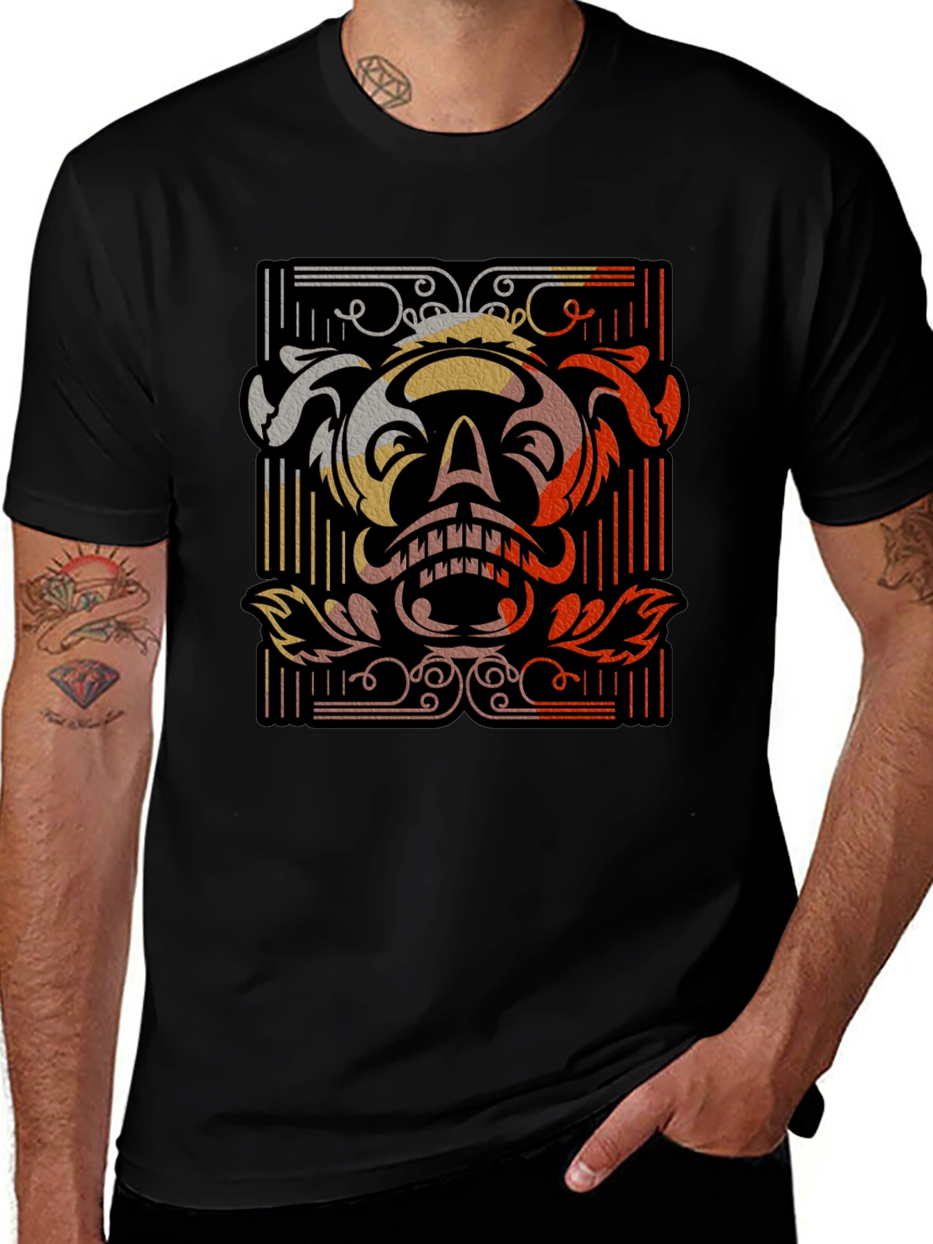 Skull Graphic Black T-Shirt - Unique Retro Design