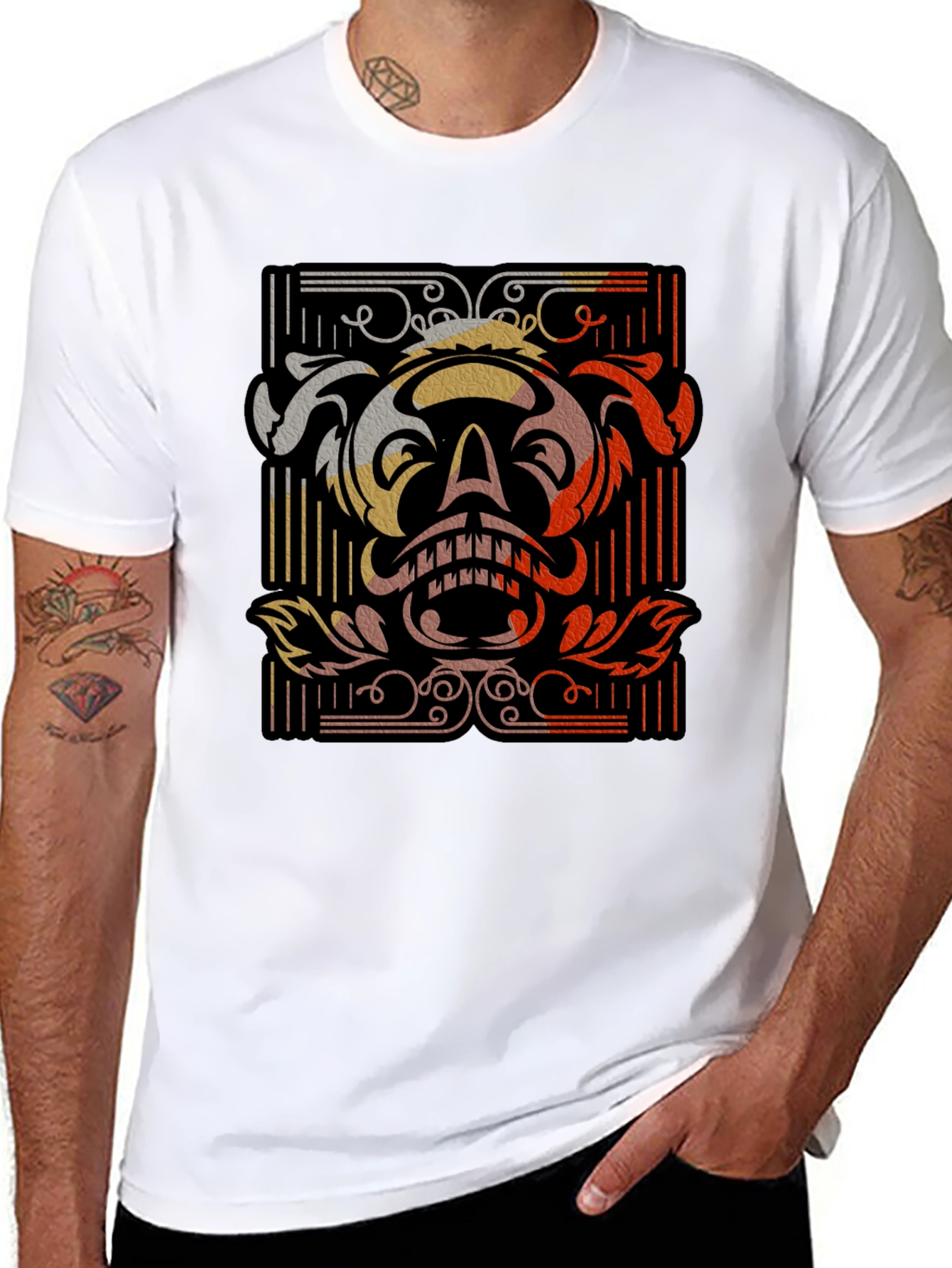 Skull Graphic Black T-Shirt - Unique Retro Design
