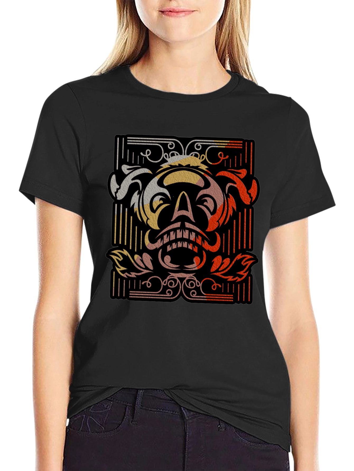 Skull Graphic Black T-Shirt - Unique Retro Design