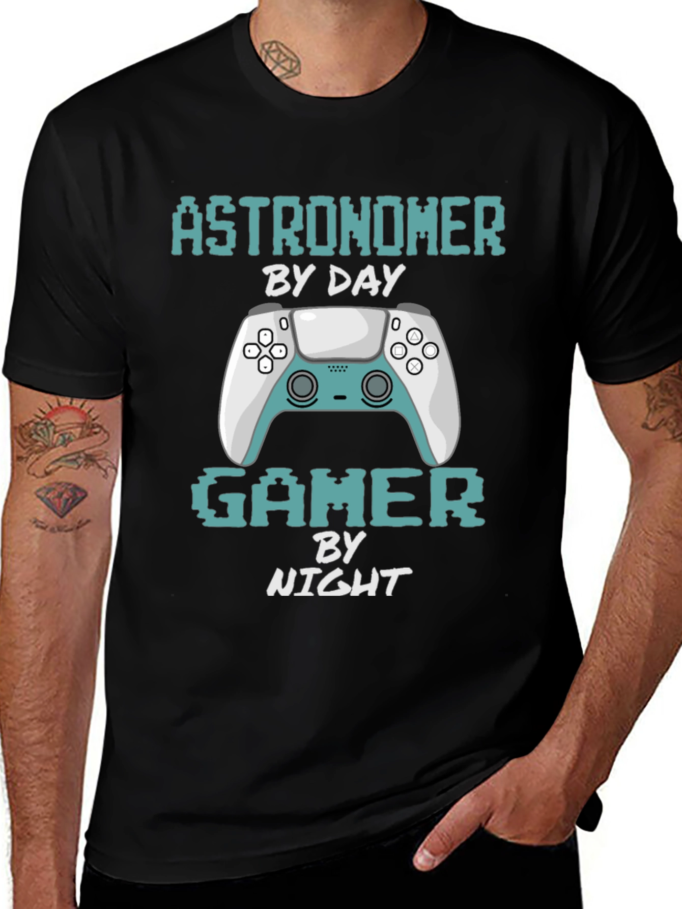 Astronomer Gamer T-Shirt: By Day By Night