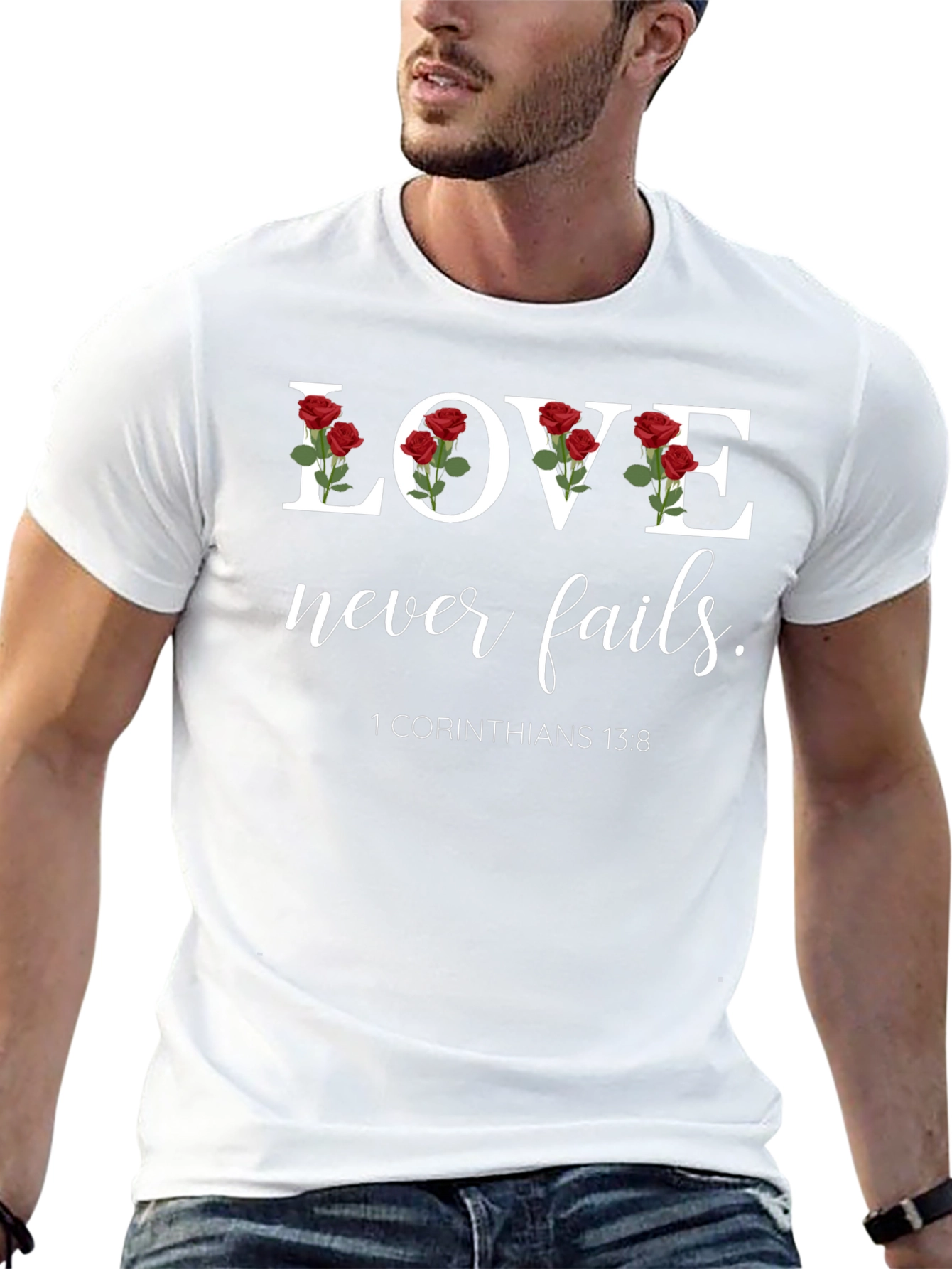 Love Never Fails T-Shirt - Christian Scripture Verse