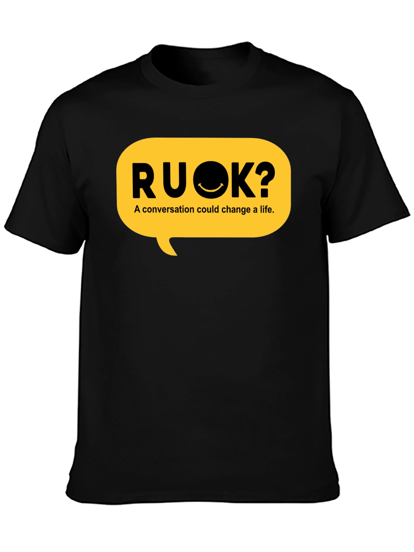 RU OK? Black Graphic T-Shirt - Conversation Starter