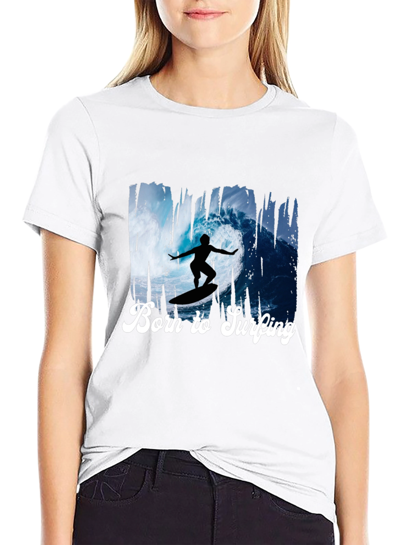 Born to Surfing Black Graphic Tee