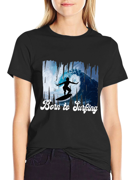 Born to Surfing Black Graphic Tee