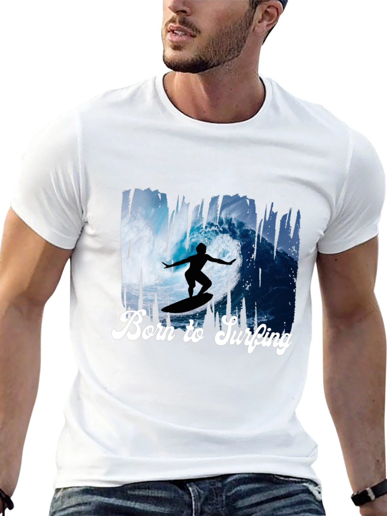 Born to Surfing Black Graphic Tee