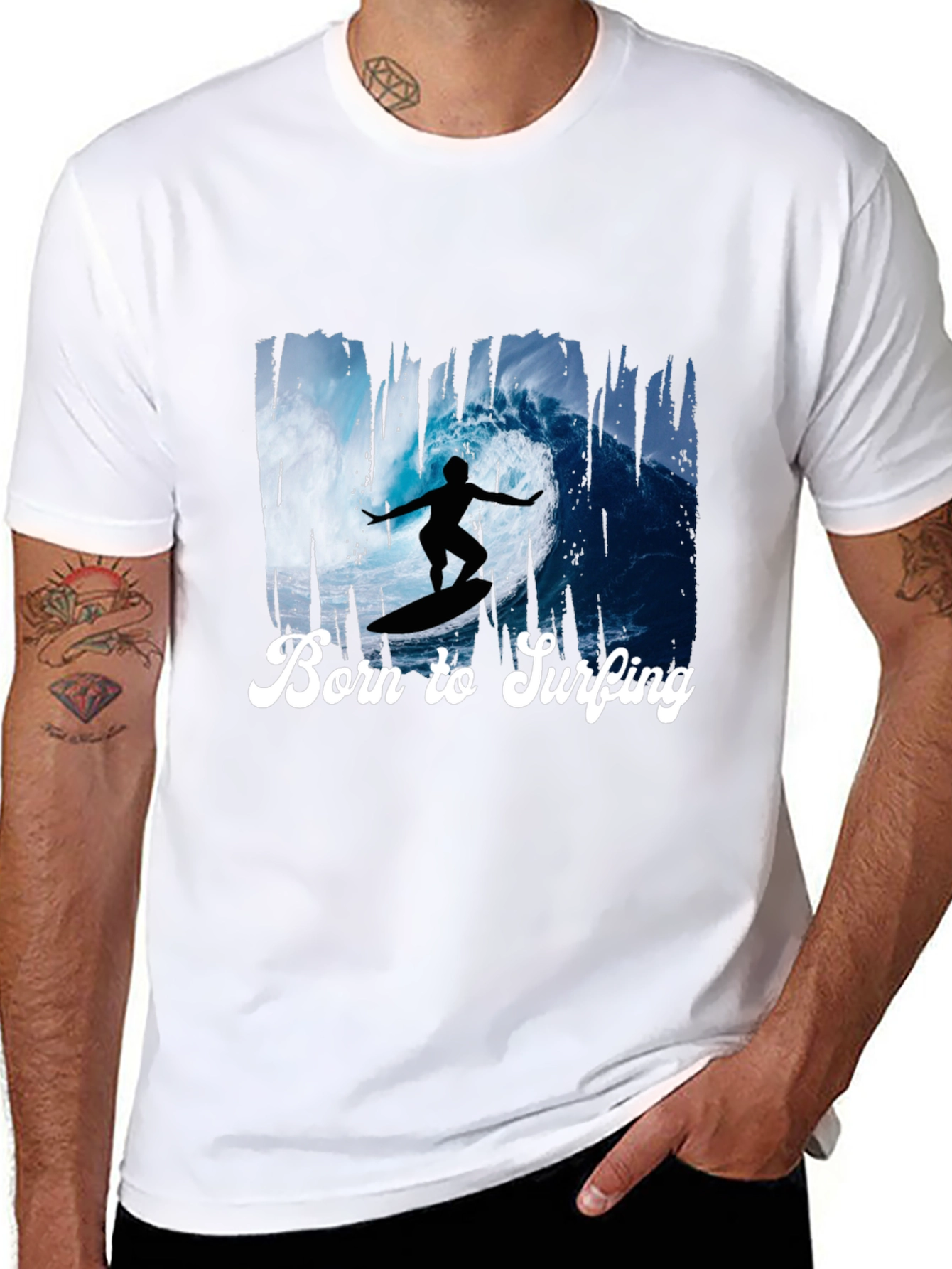 Born to Surfing Black Graphic Tee