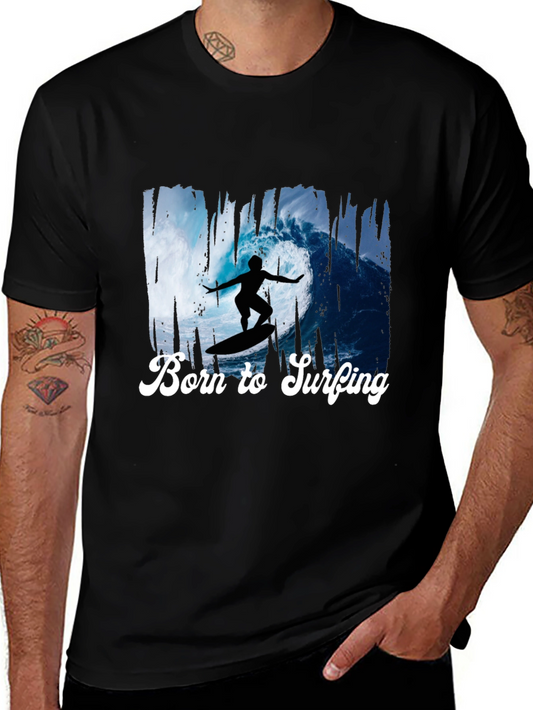 Born to Surfing Black Graphic Tee