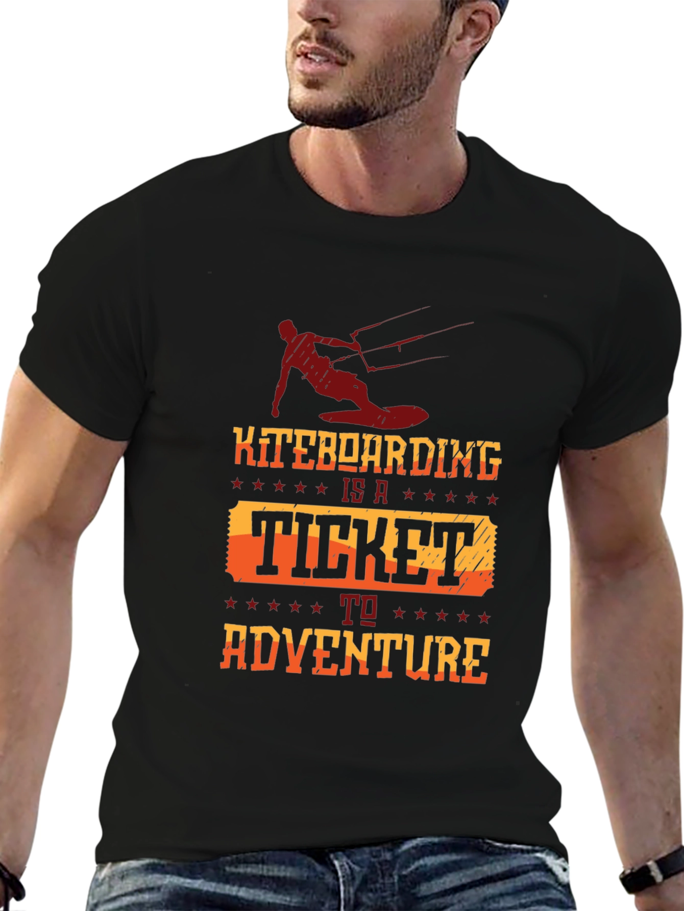 Kiteboarding Adventure T-Shirt - Stylish Black Tee