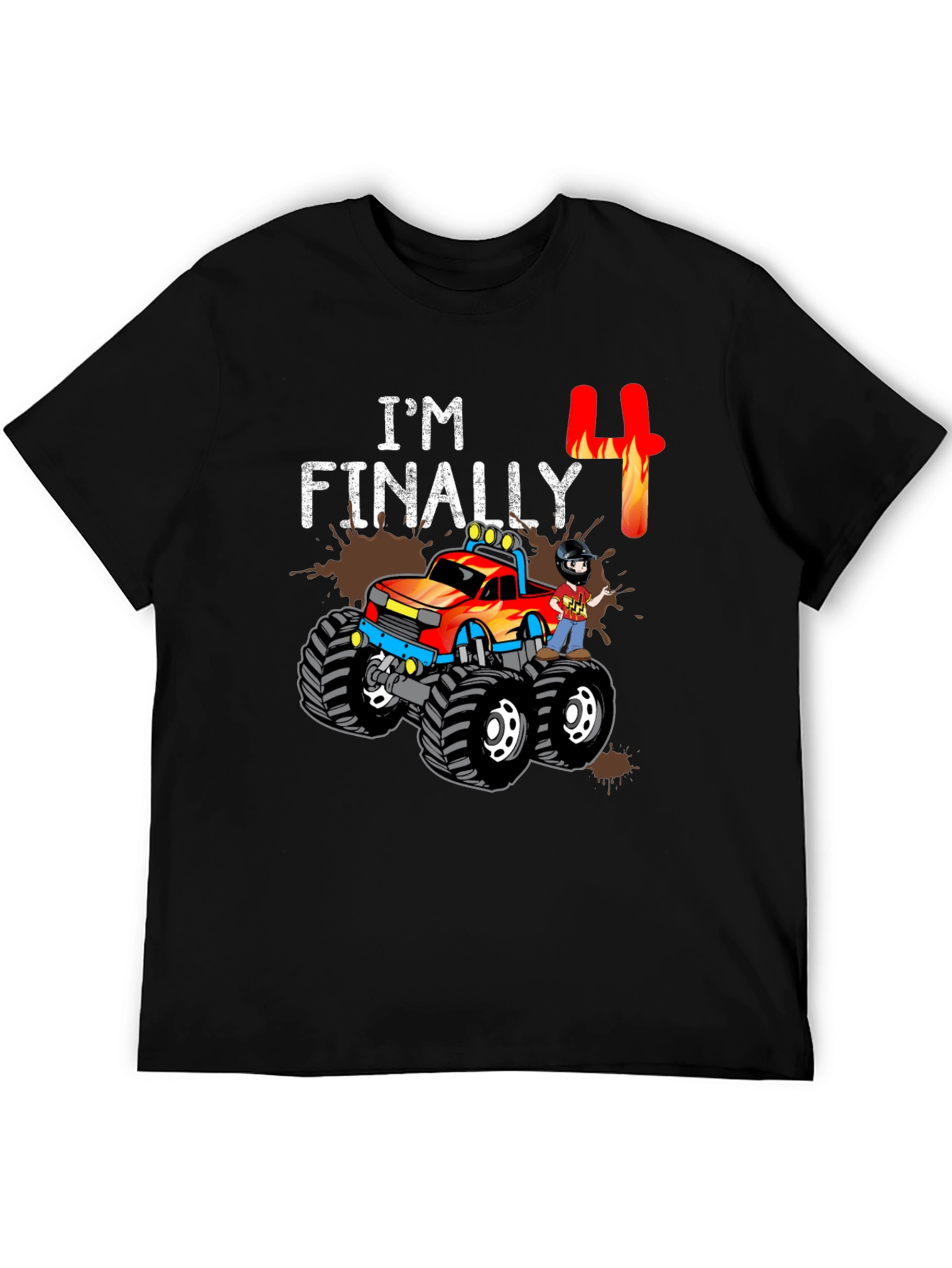 Im Finally Four Monster Truck Birthday T-Shirt