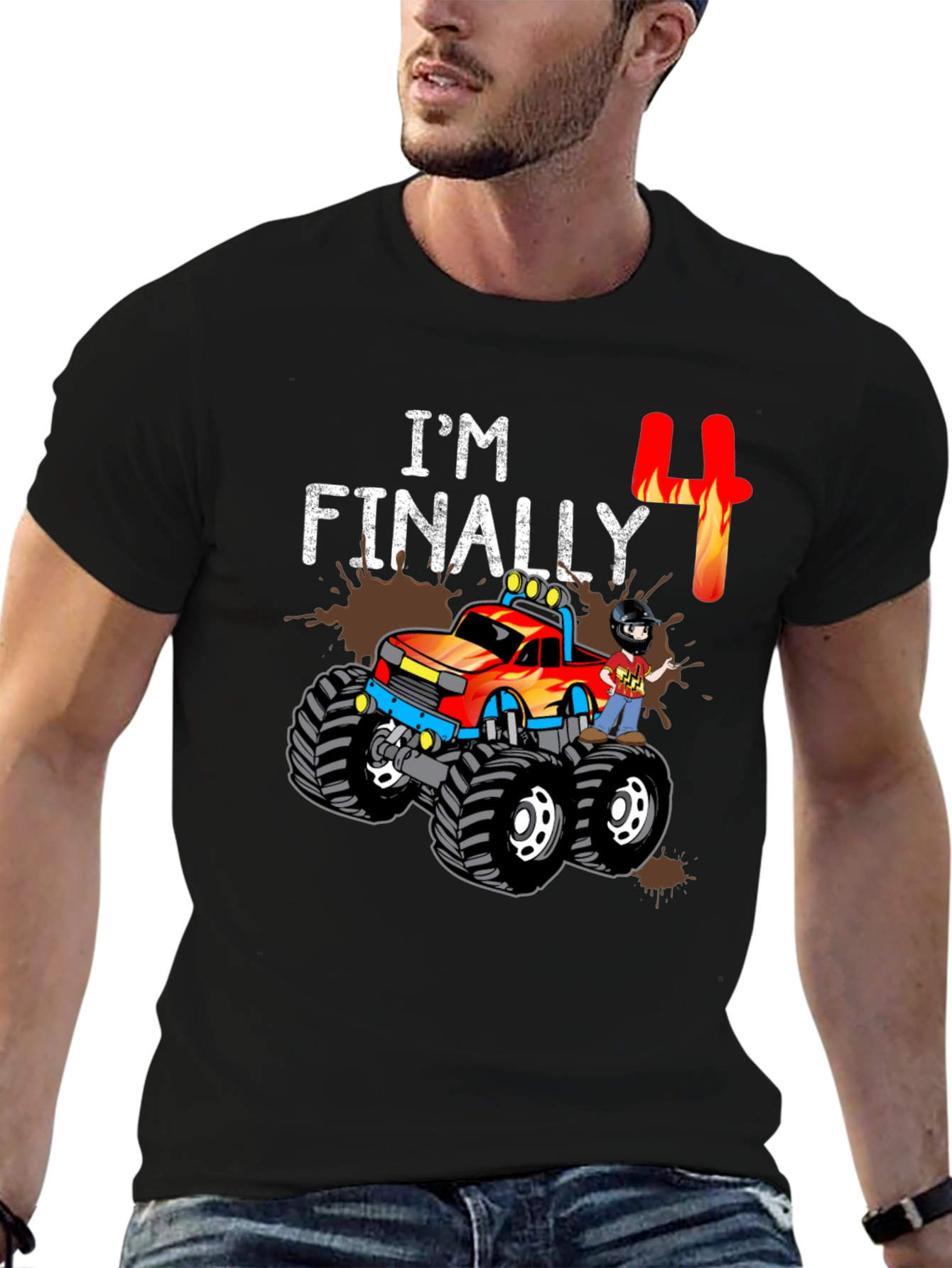 Im Finally Four Monster Truck Birthday T-Shirt