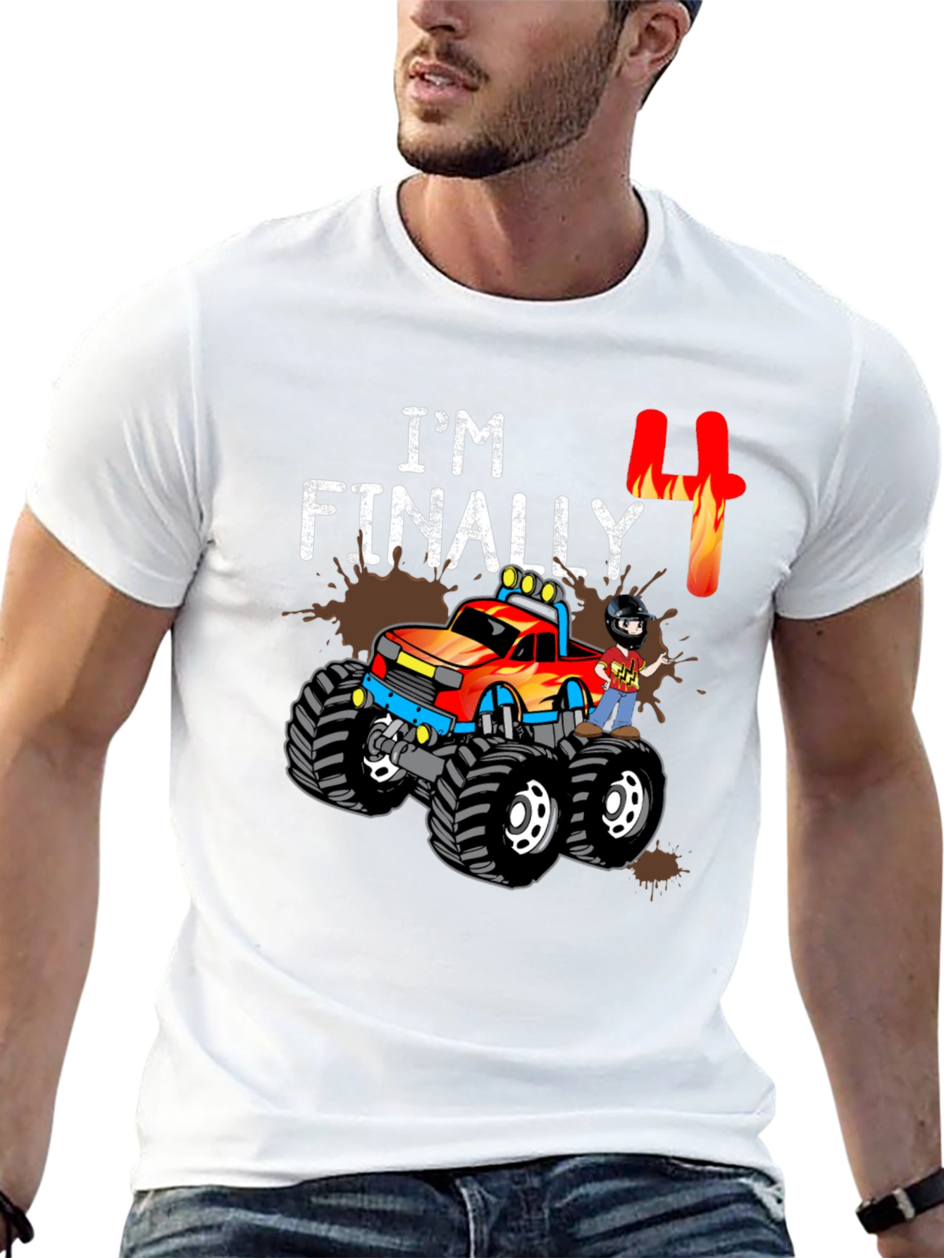 Im Finally Four Monster Truck Birthday T-Shirt