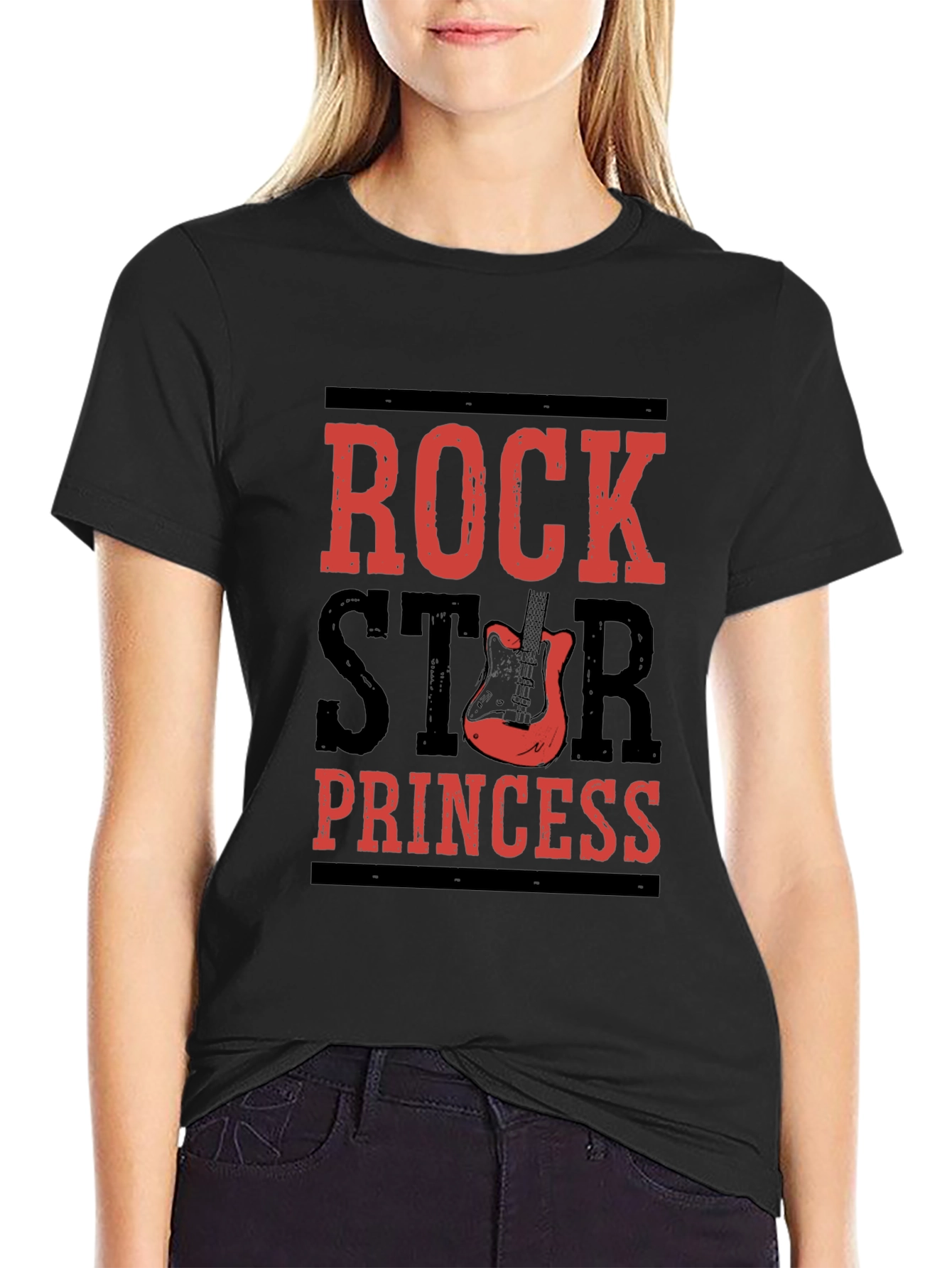 Rockstar Princess Black T-Shirt - Music Lover Tee