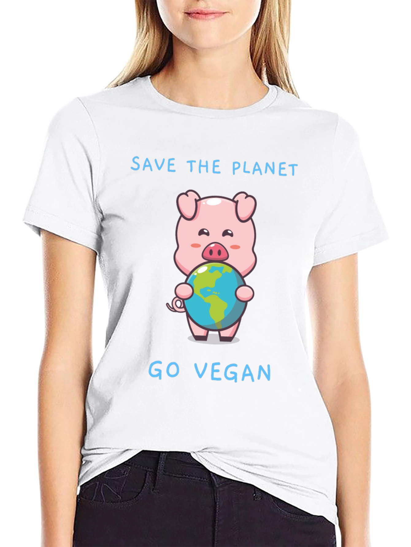 Save the Planet Go Vegan Pig T-Shirt