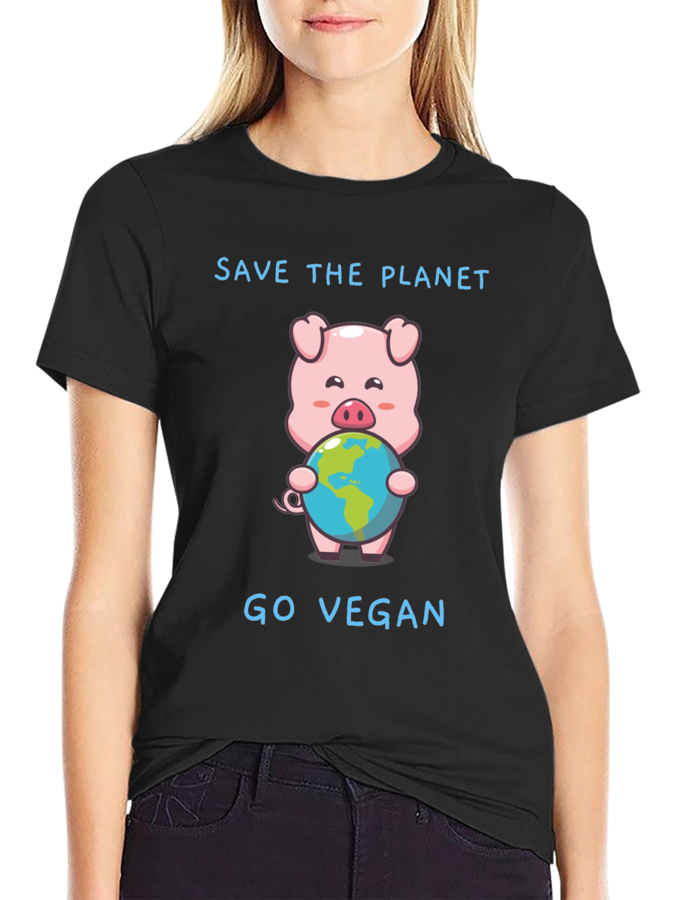 Save the Planet Go Vegan Pig T-Shirt