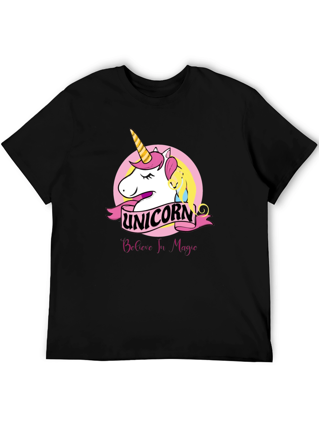 Unicorn Believe In Magic Black T-Shirt