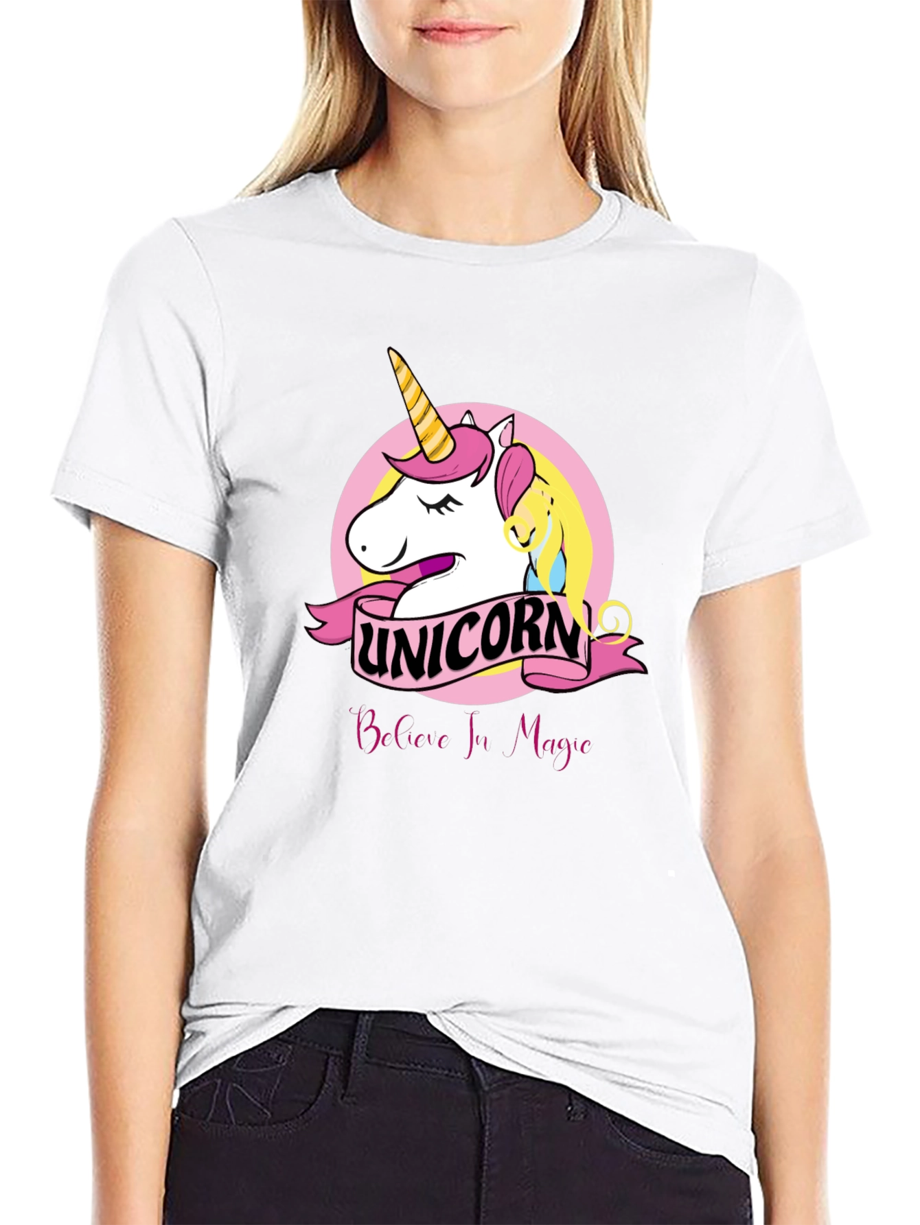 Unicorn Believe In Magic Black T-Shirt