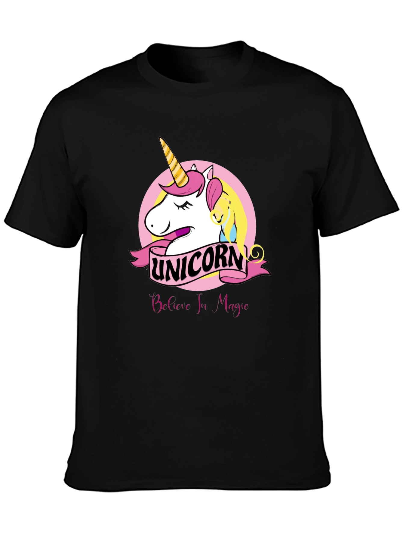 Unicorn Believe In Magic Black T-Shirt