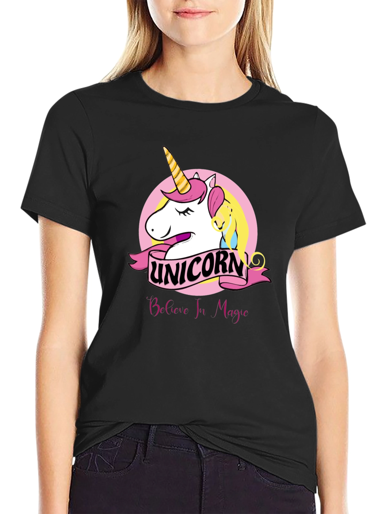 Unicorn Believe In Magic Black T-Shirt