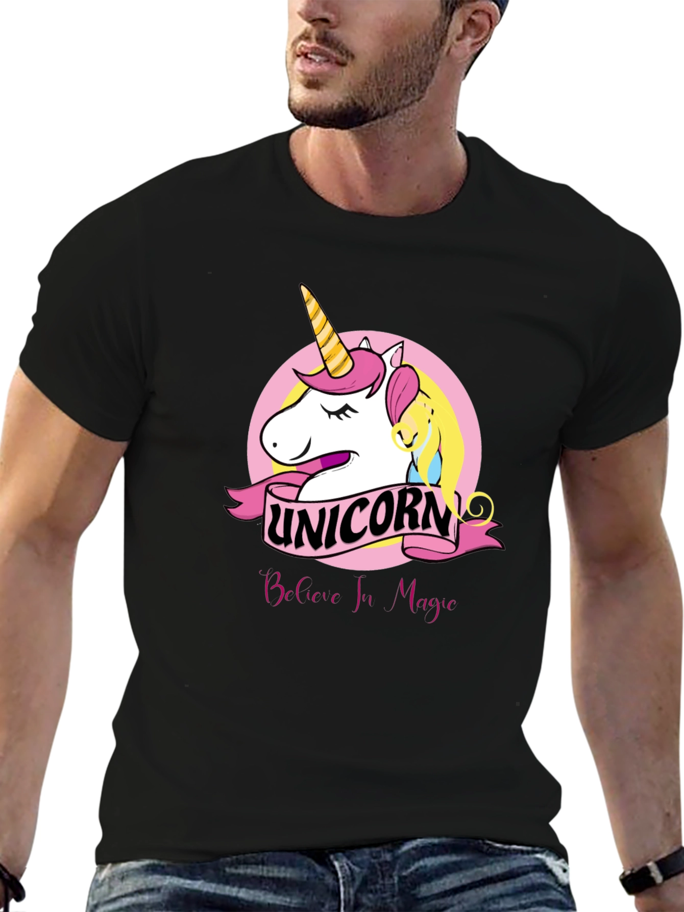 Unicorn Believe In Magic Black T-Shirt