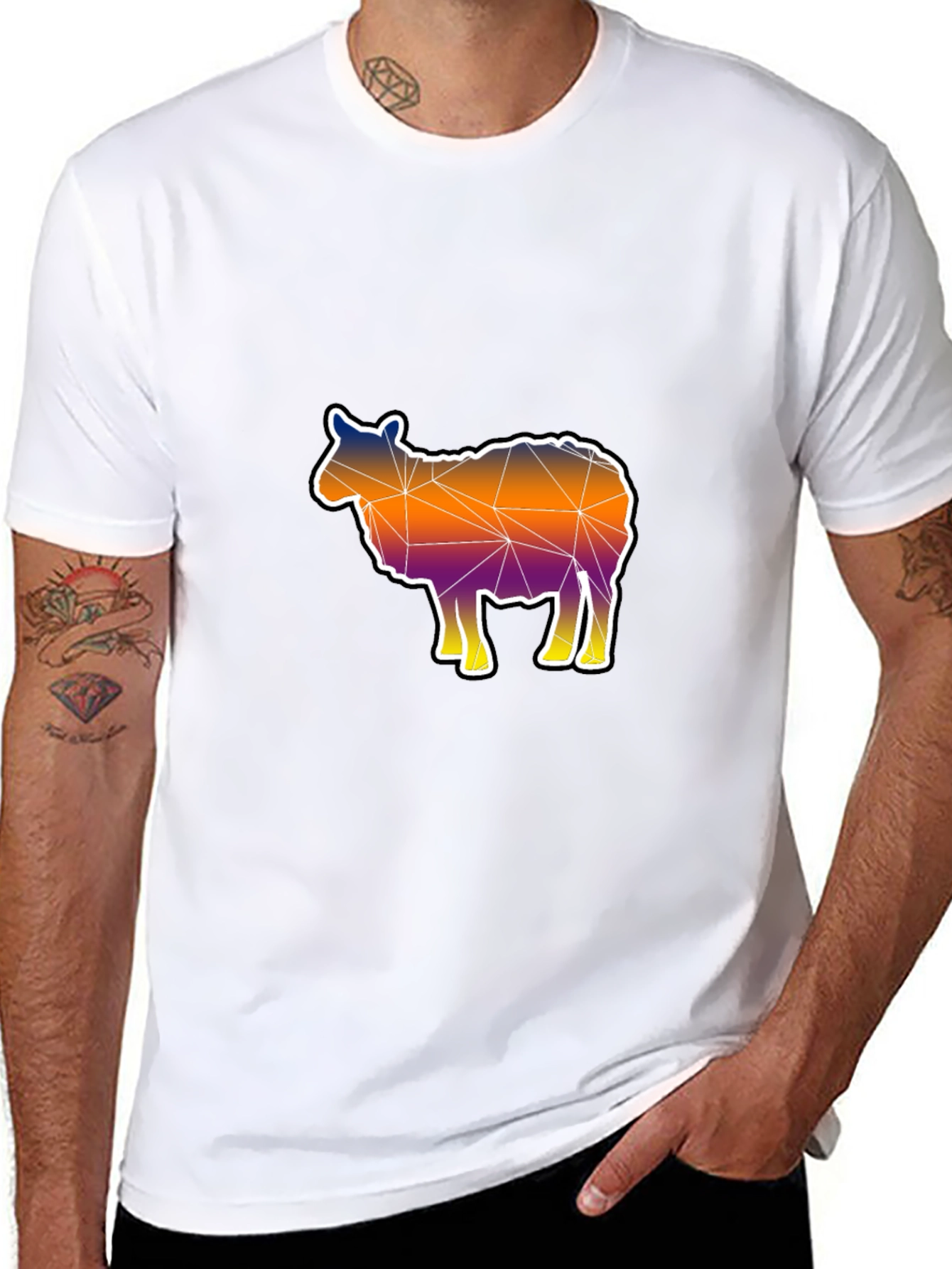 Geometric Sheep Graphic Tee - Modern Art Shirt