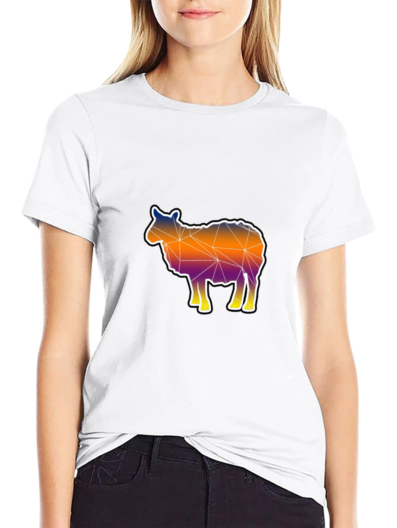 Geometric Sheep Graphic Tee - Modern Art Shirt