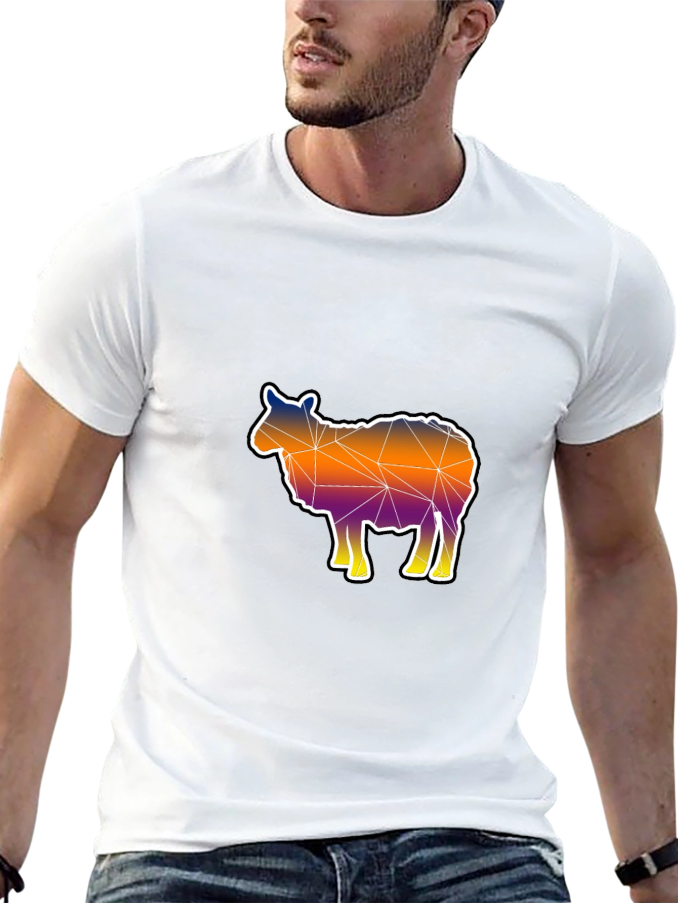 Geometric Sheep Graphic Tee - Modern Art Shirt
