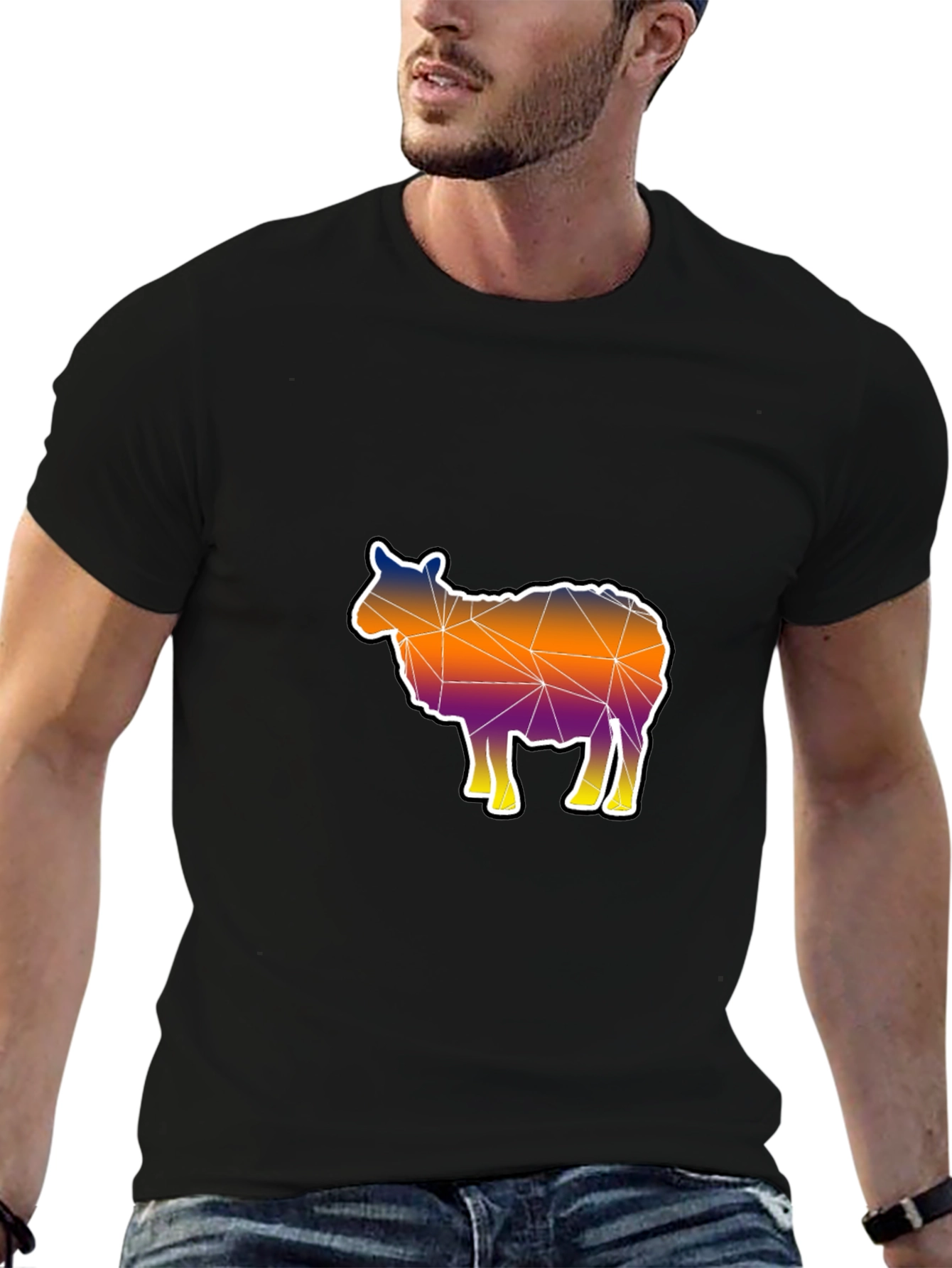 Geometric Sheep Graphic Tee - Modern Art Shirt