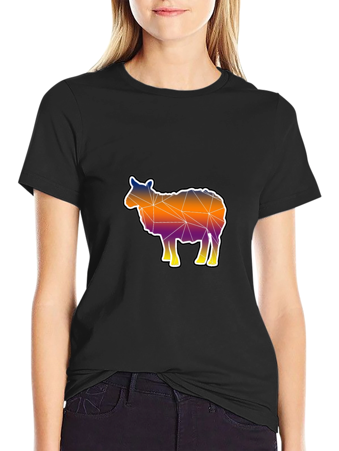 Geometric Sheep Graphic Tee - Modern Art Shirt